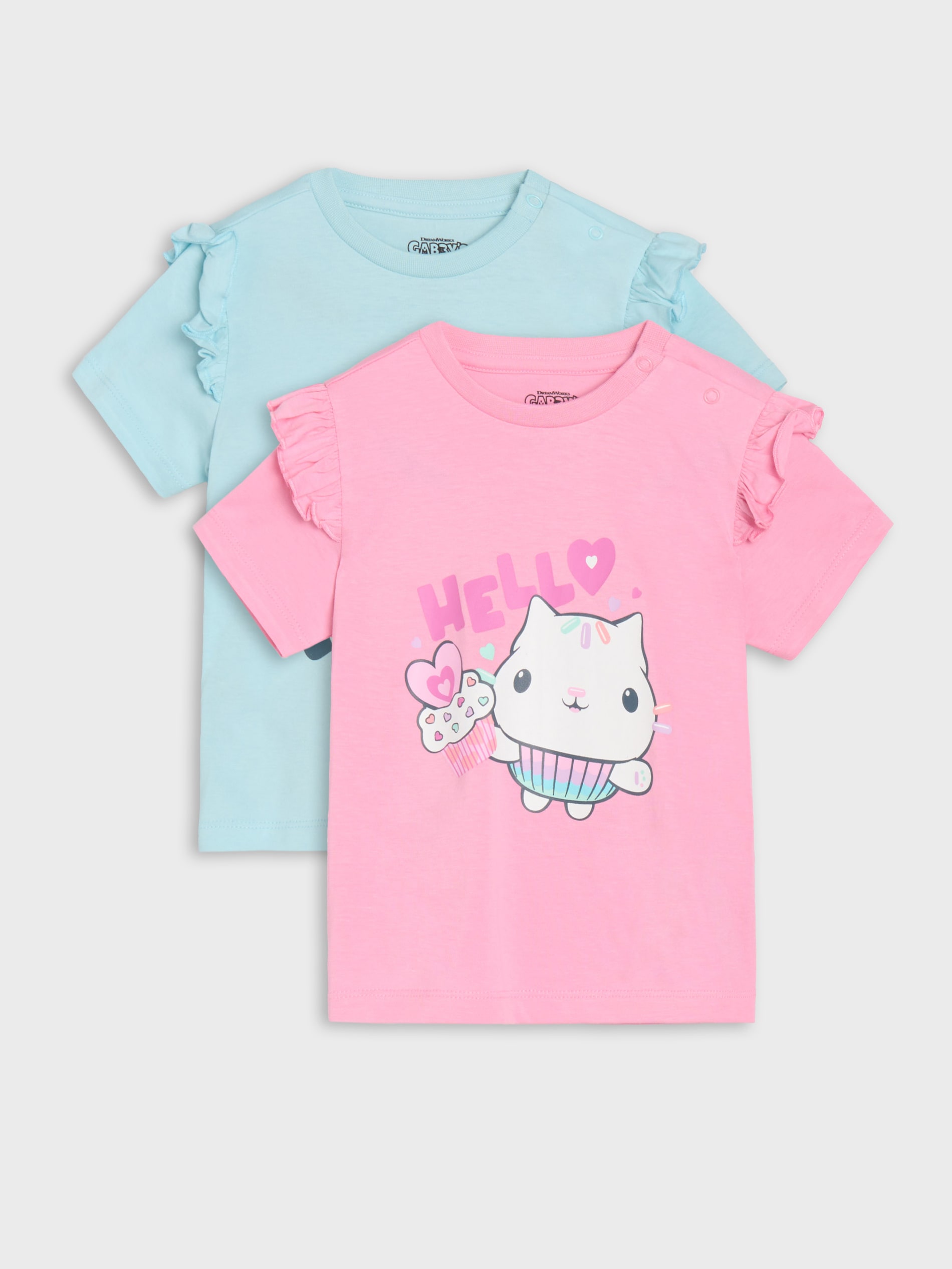 Sinsay - Koszulki z ozdobnymi falbanami 2 pack Gabby's Dollhouse - błękitny