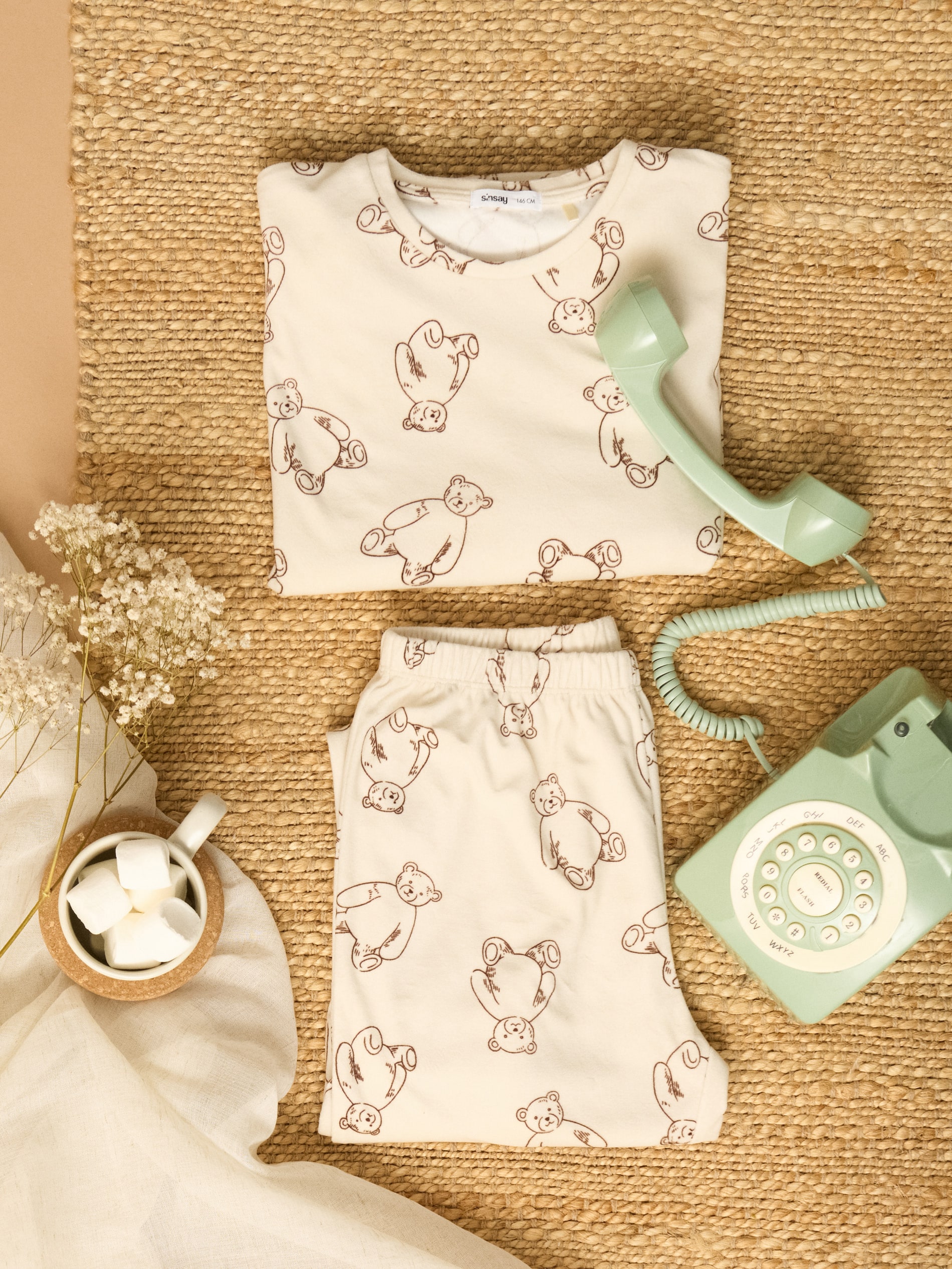 Sinsay - Πιτζάμες δύο τεμαχίων - κρεμ φωτογραφία