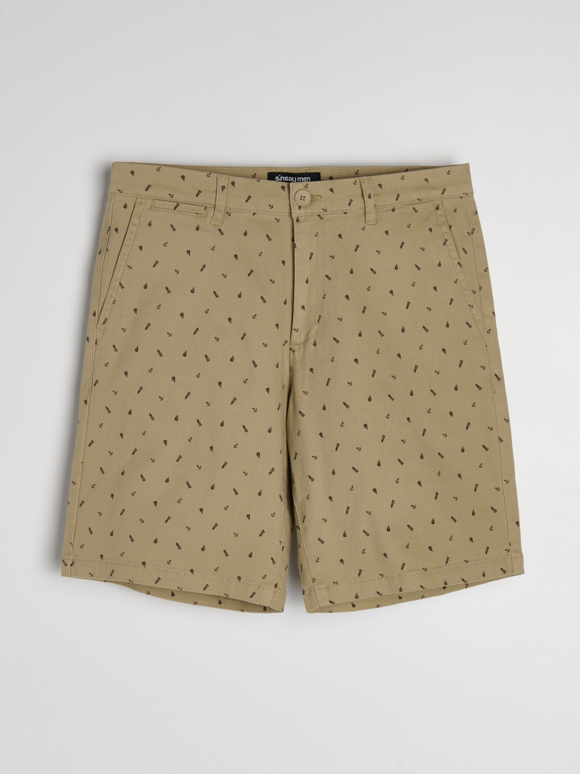 Sinsay - Szorty jeansowe chino - beżowy