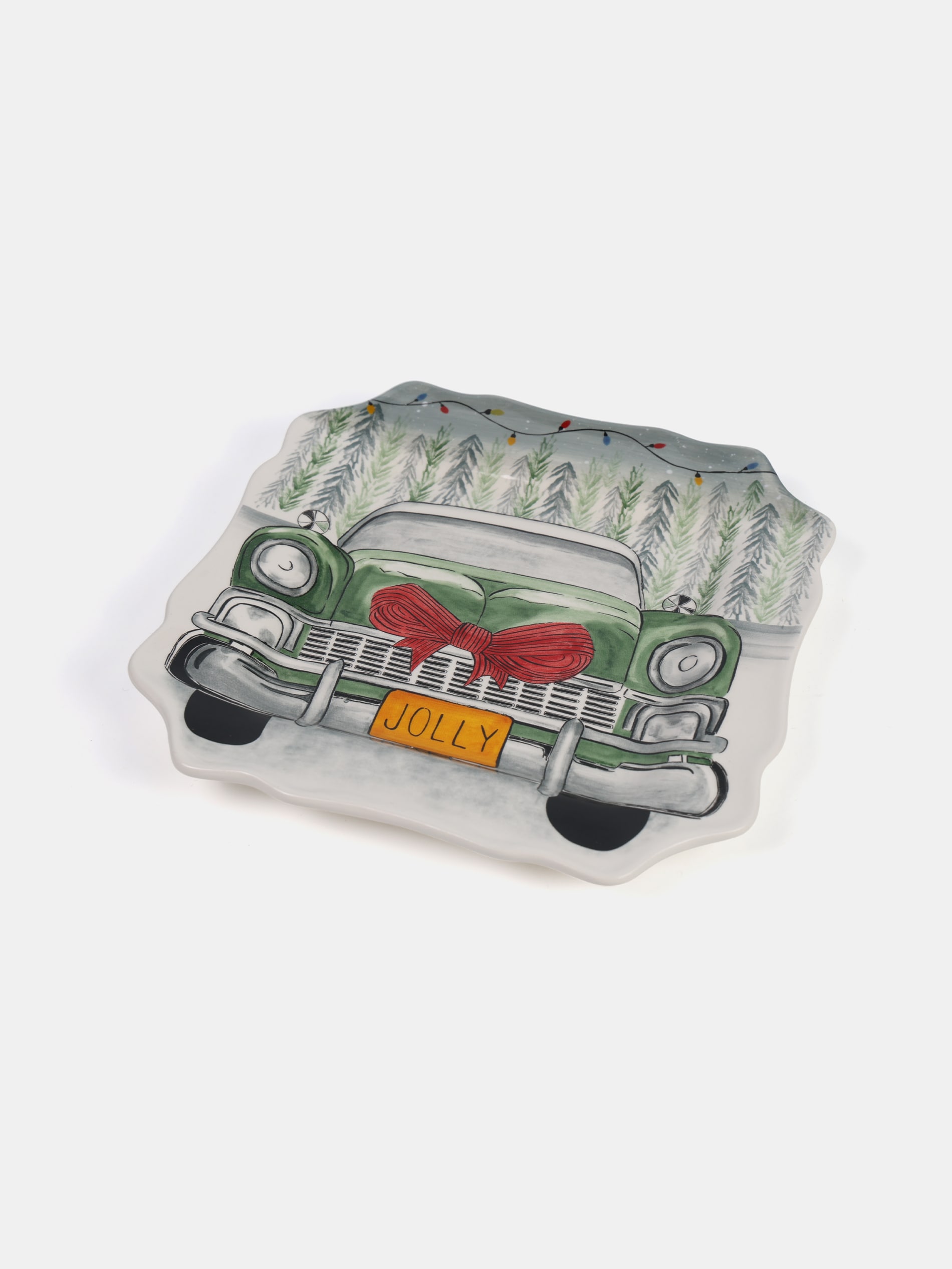 Sinsay - Χριστουγεννιάτικο πιάτο με μοτίβο αυτοκινήτου με φιόγκο - πρασινο φωτογραφία