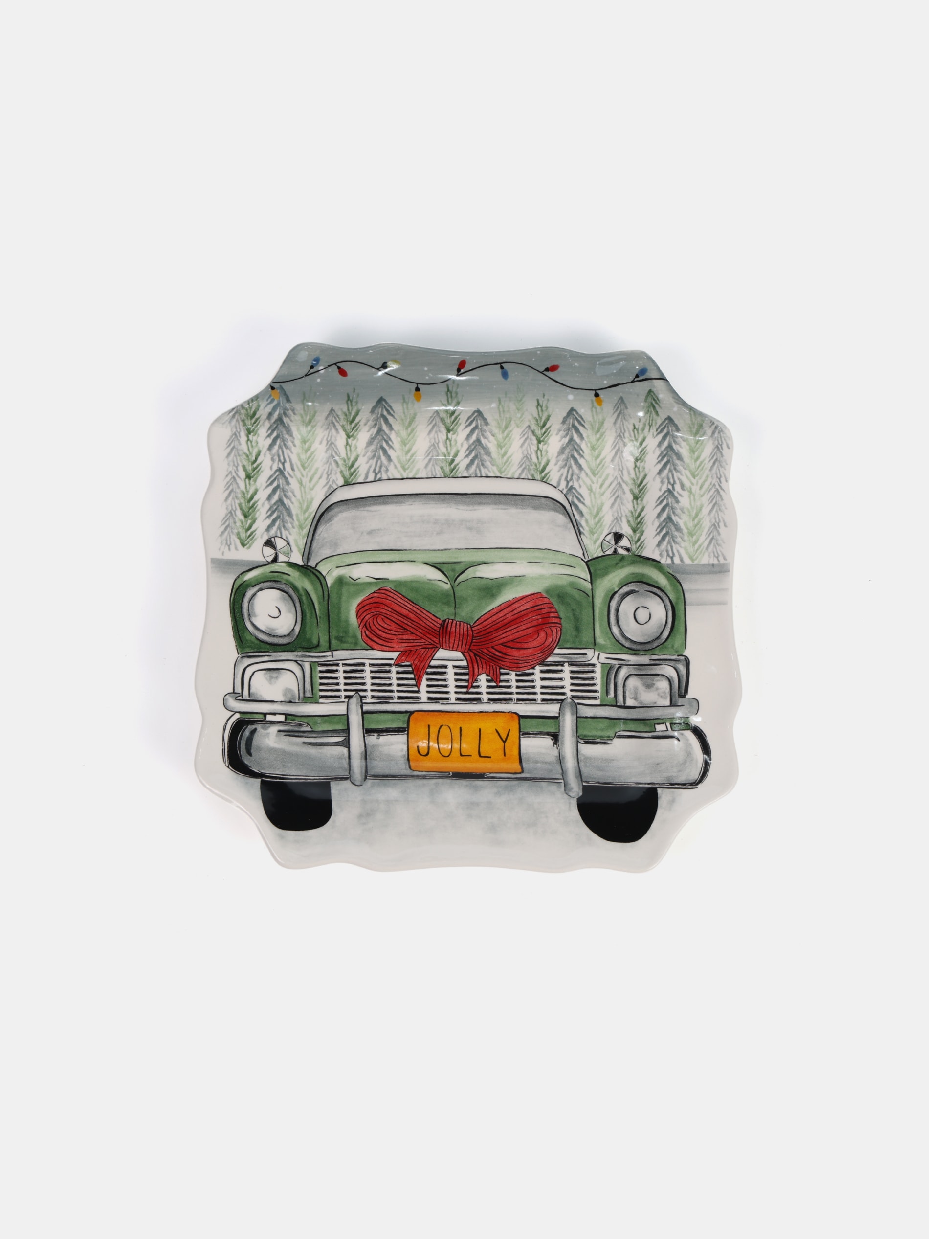 Sinsay - Χριστουγεννιάτικο πιάτο με μοτίβο αυτοκινήτου με φιόγκο - πρασινο φωτογραφία