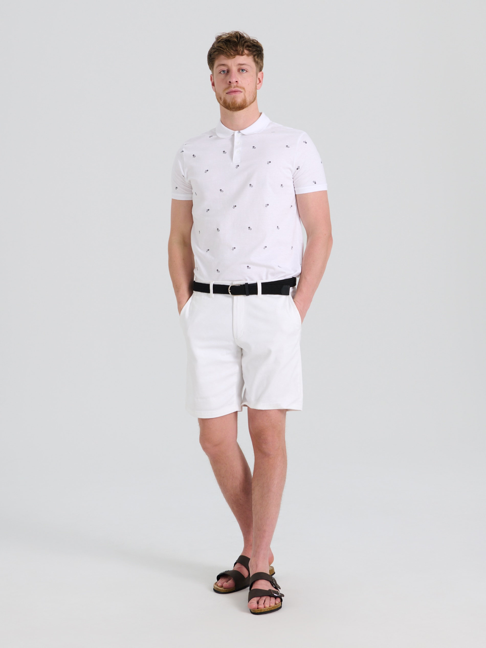 Sinsay - Μπλούζα πόλο με all-over εκτύπωση - λευκο φωτογραφία