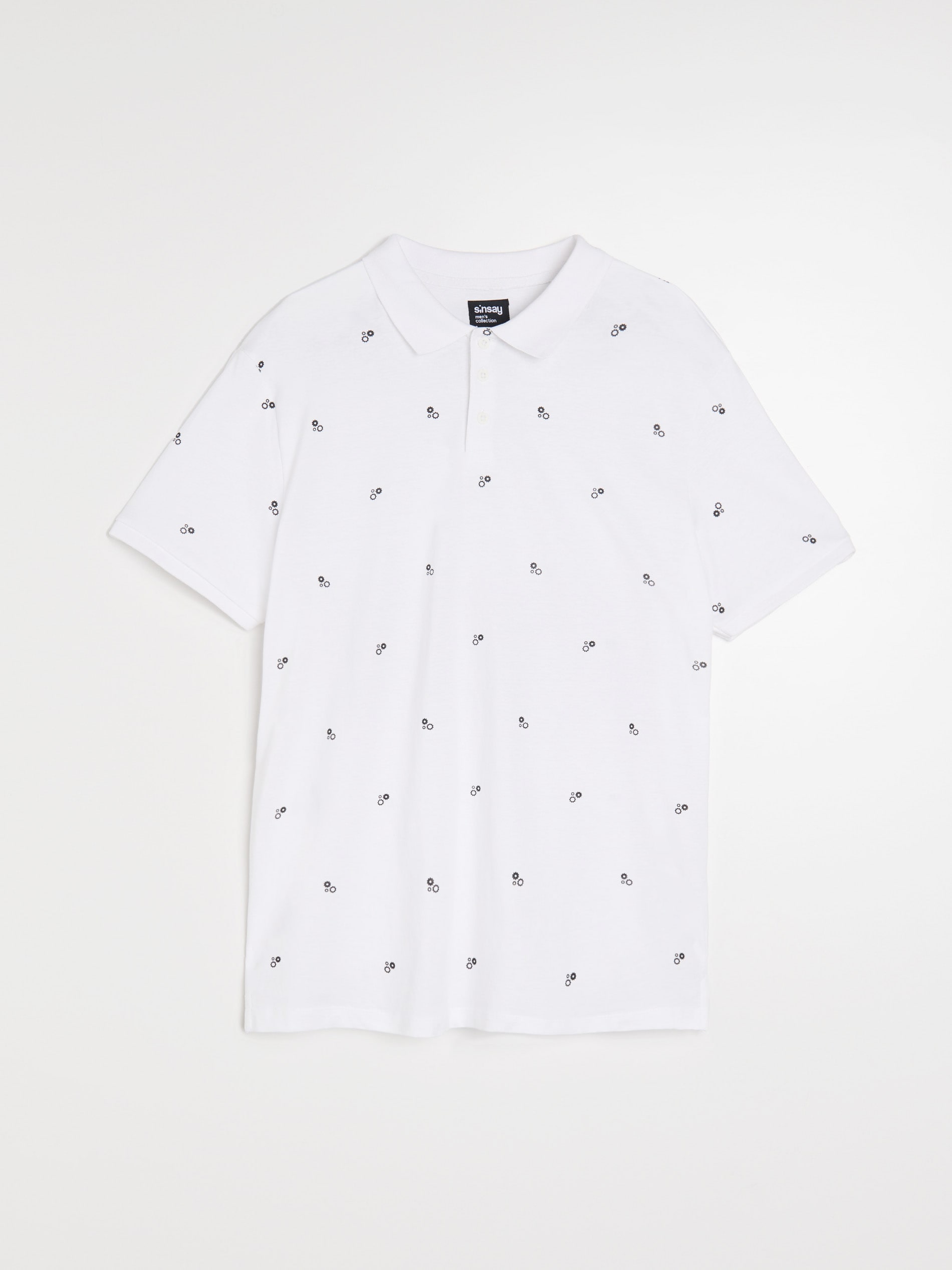 Sinsay - Μπλούζα πόλο με all-over εκτύπωση - λευκο φωτογραφία