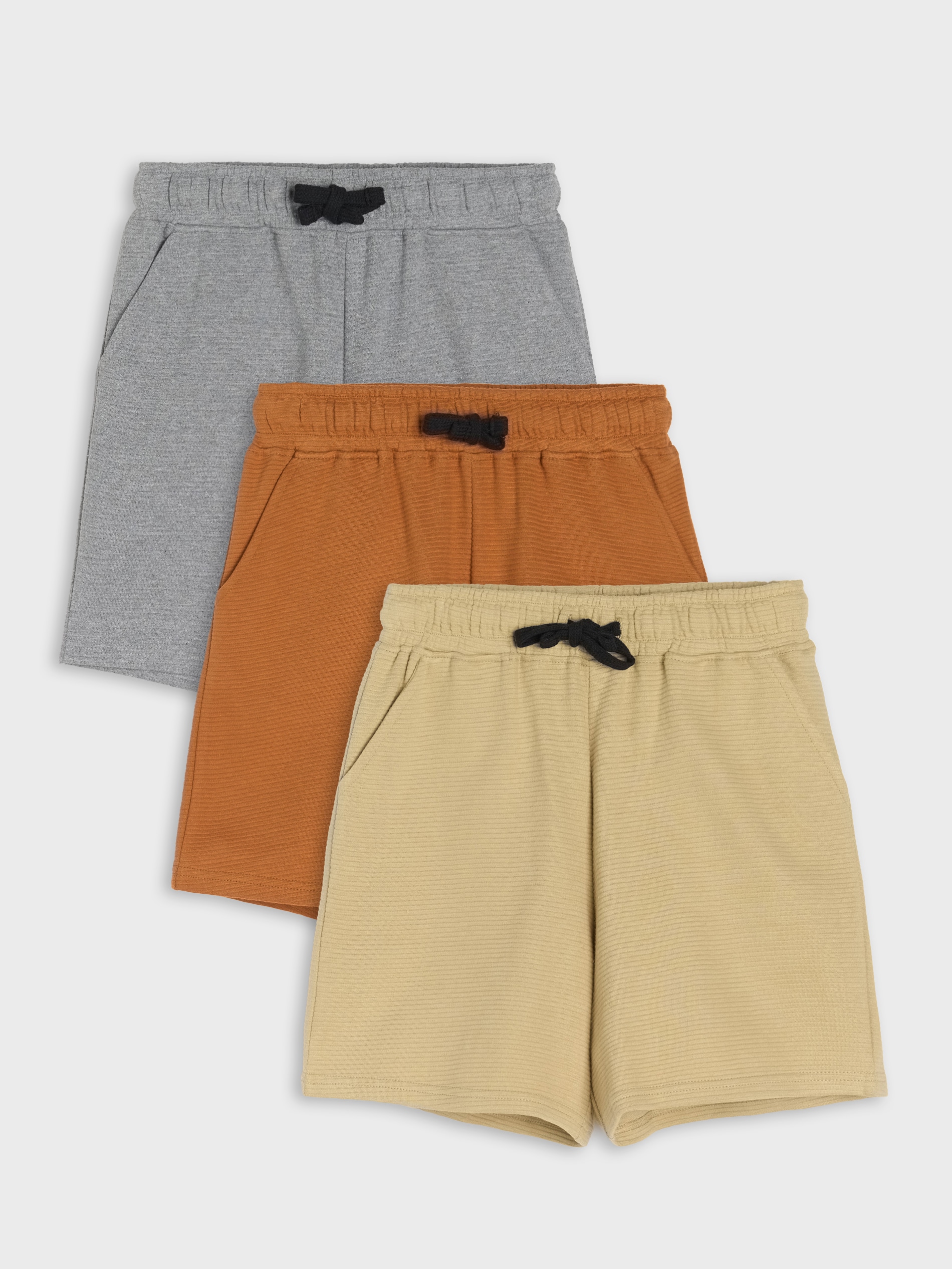 Sinsay - Szorty w prążek 3 pack - beżowy