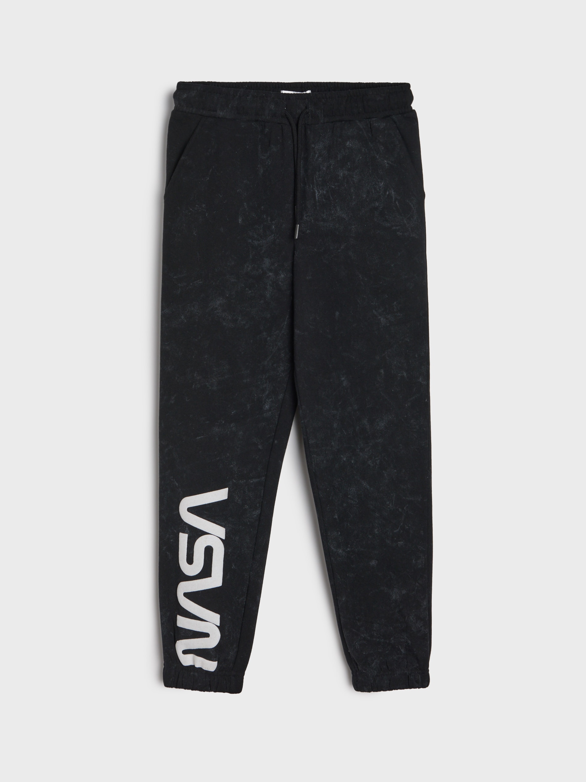 Sinsay - Spodnie dresowe loose z efektem sprania NASA - czarny