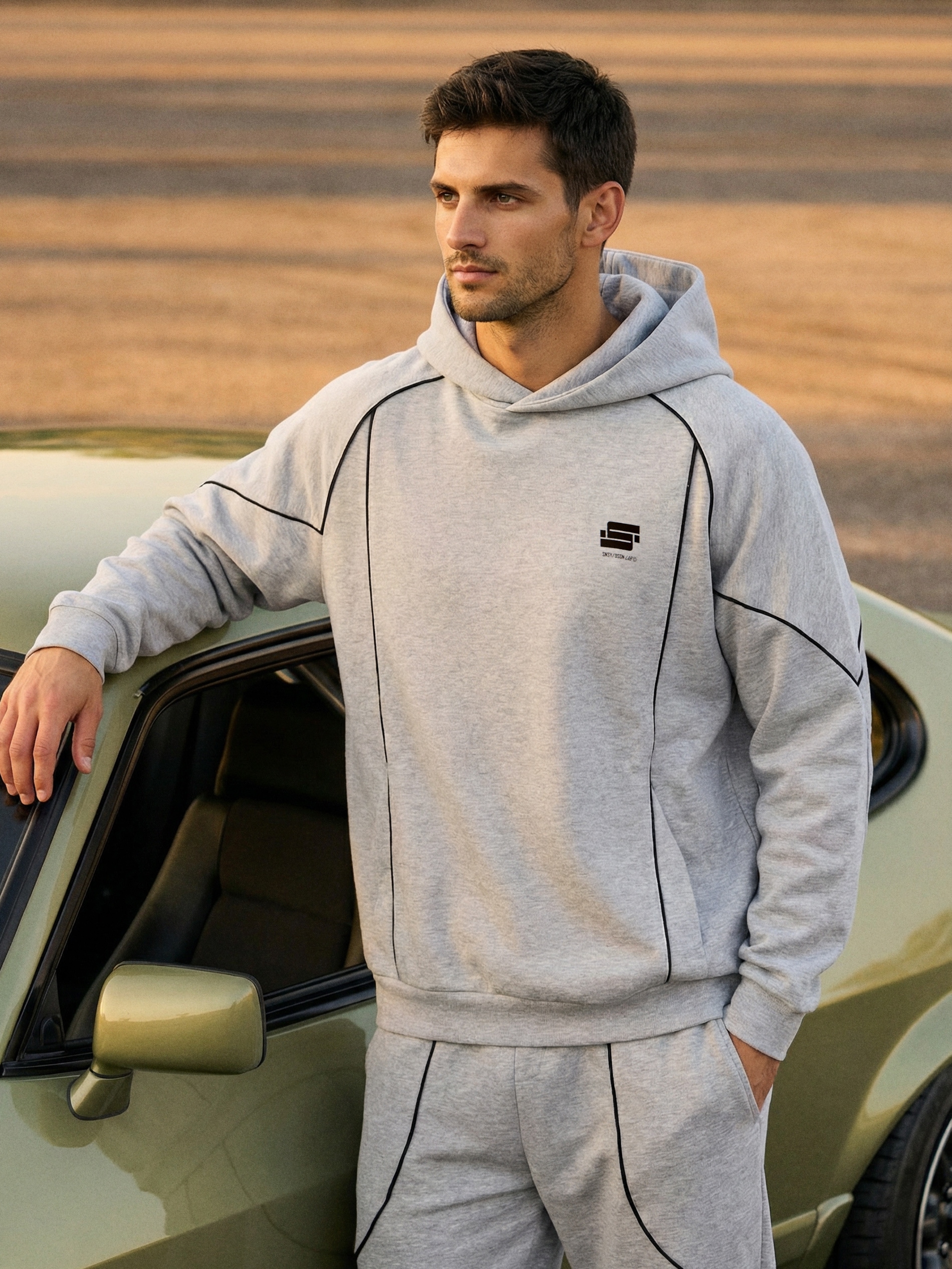 Sinsay - Bluza hoodie z kontrastową lamówką - szary