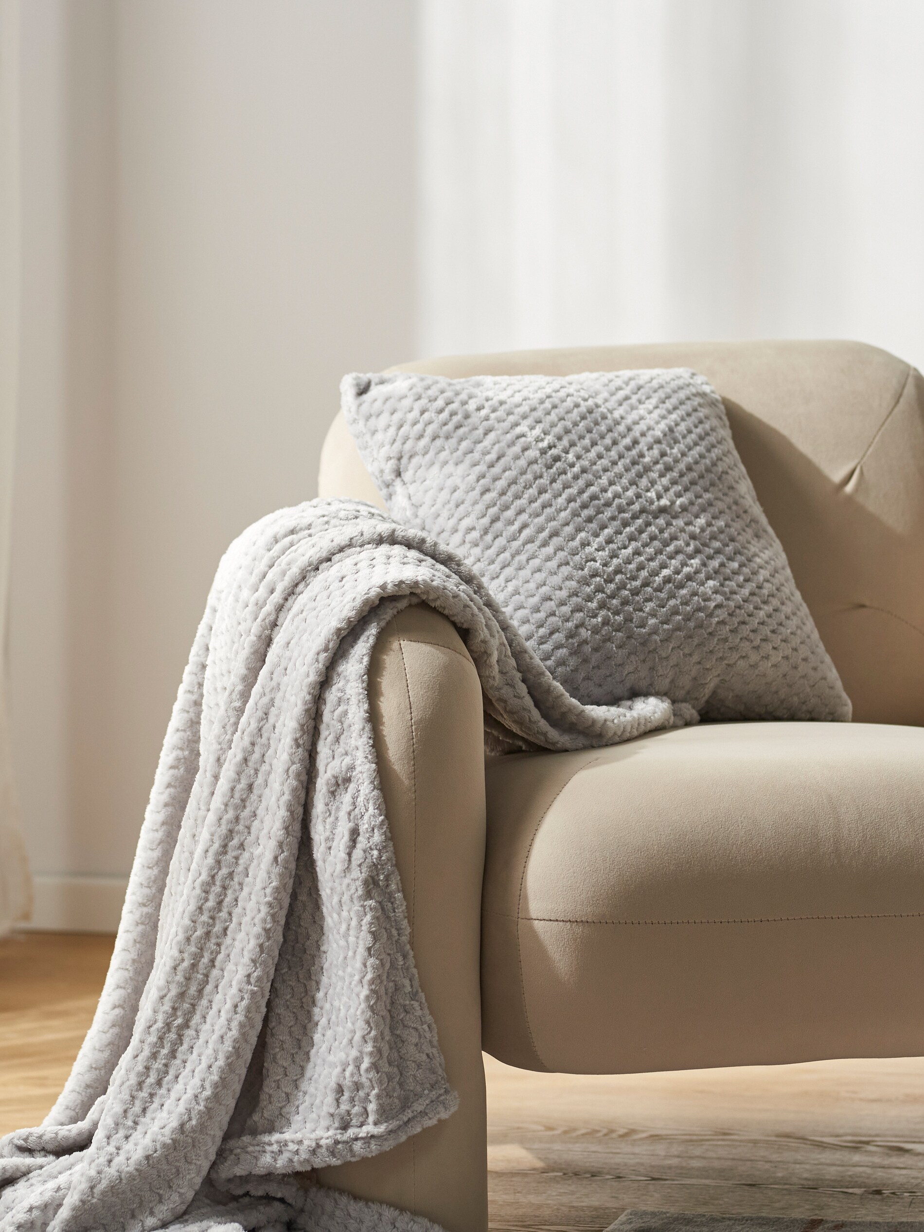 Sinsay - Καλύμμα κρεβατιού με δομή κηρήθρας - ανοιχτό γκρι φωτογραφία