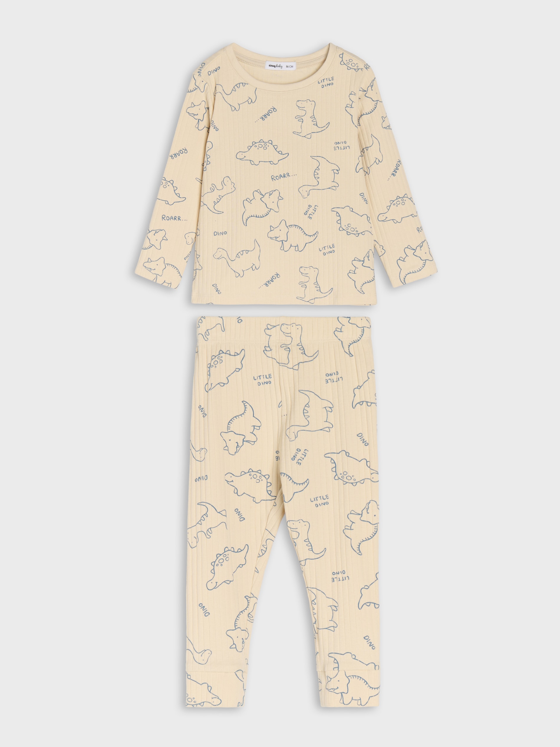 Sinsay - Bawełniany komplet w dinozaury - kremowy