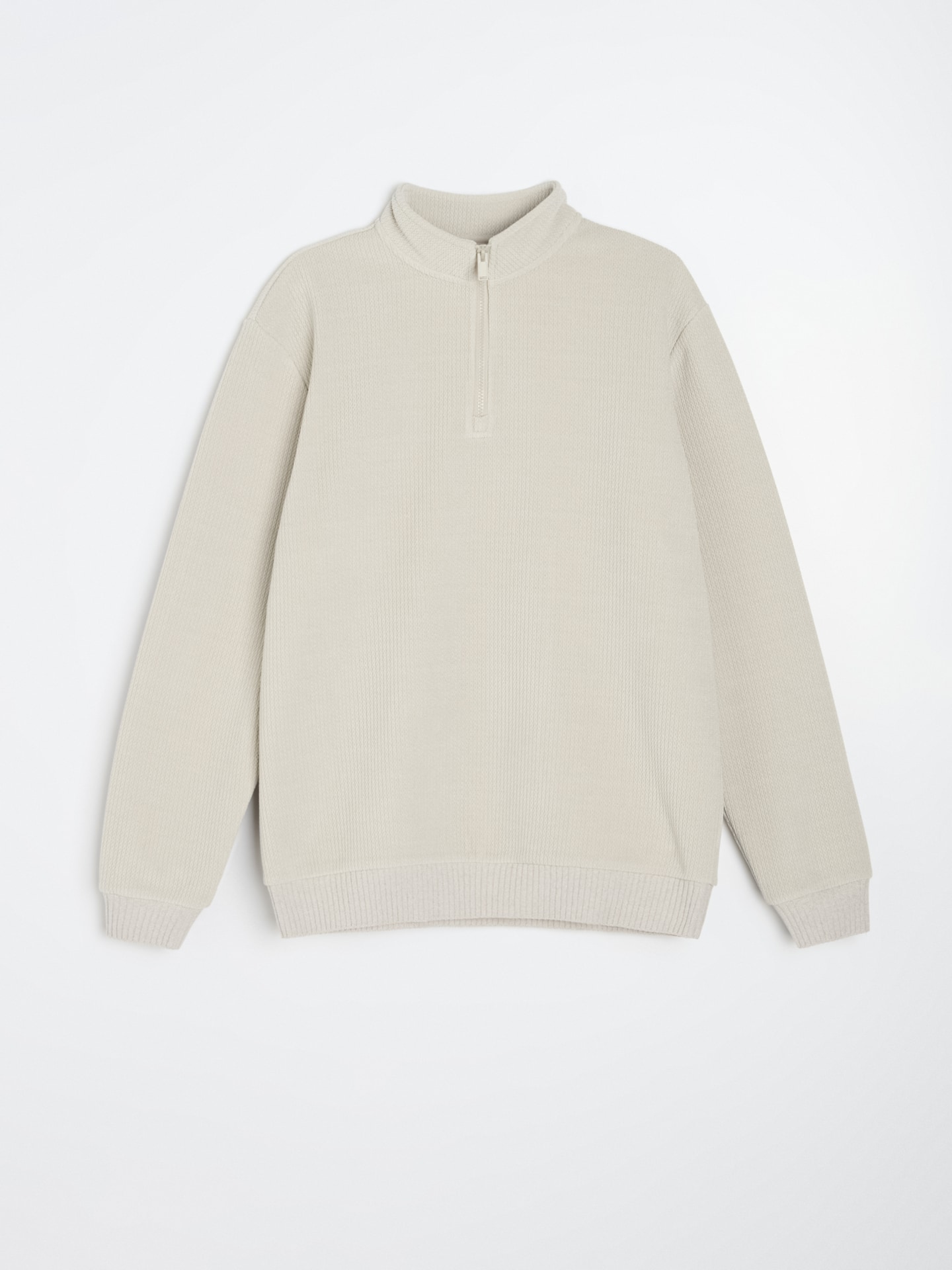 Sinsay - Bluza half-zip ze stójką - kremowy