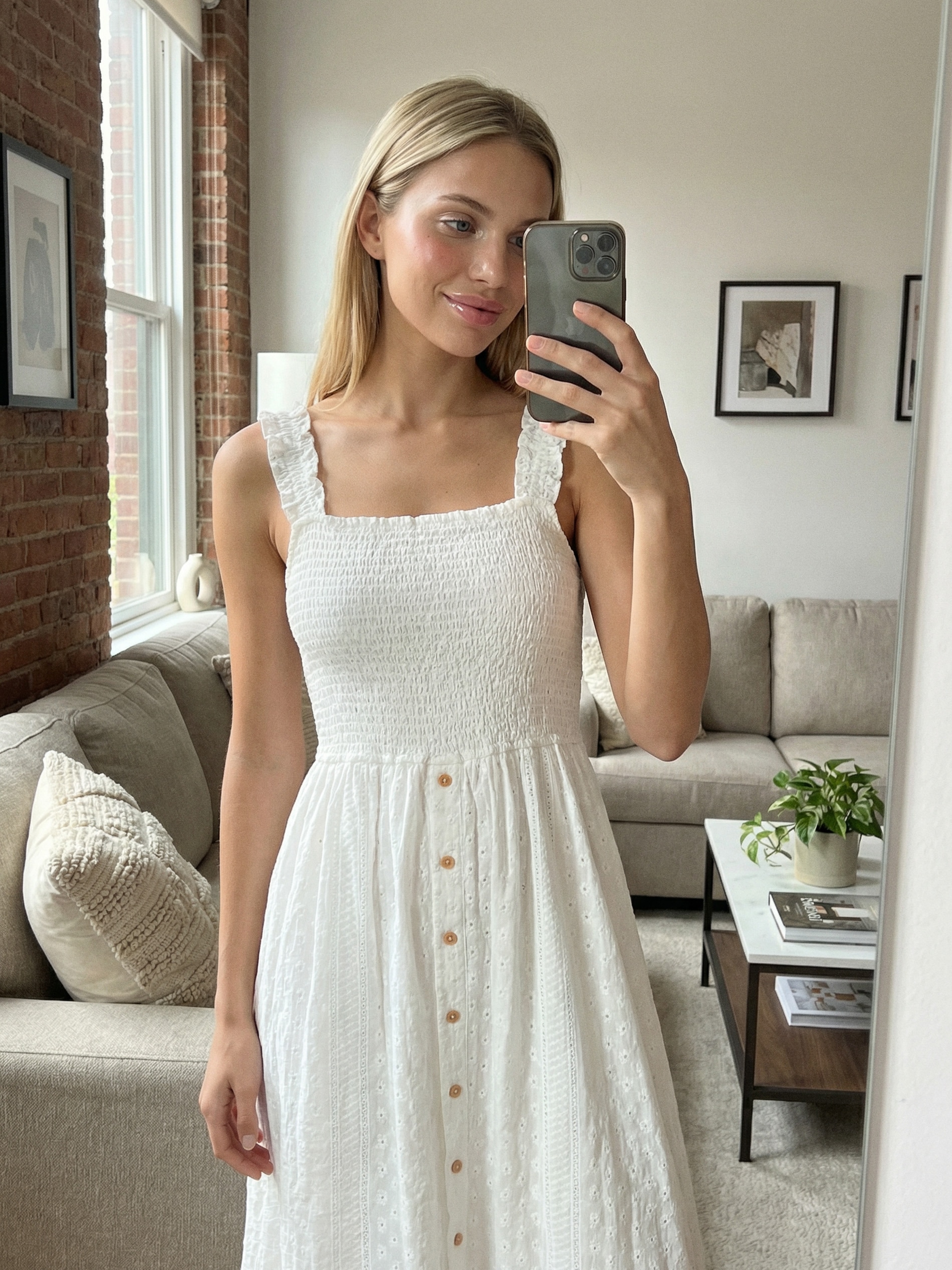 Sinsay - Sukienka midi z haftowanym zdobieniem - biały