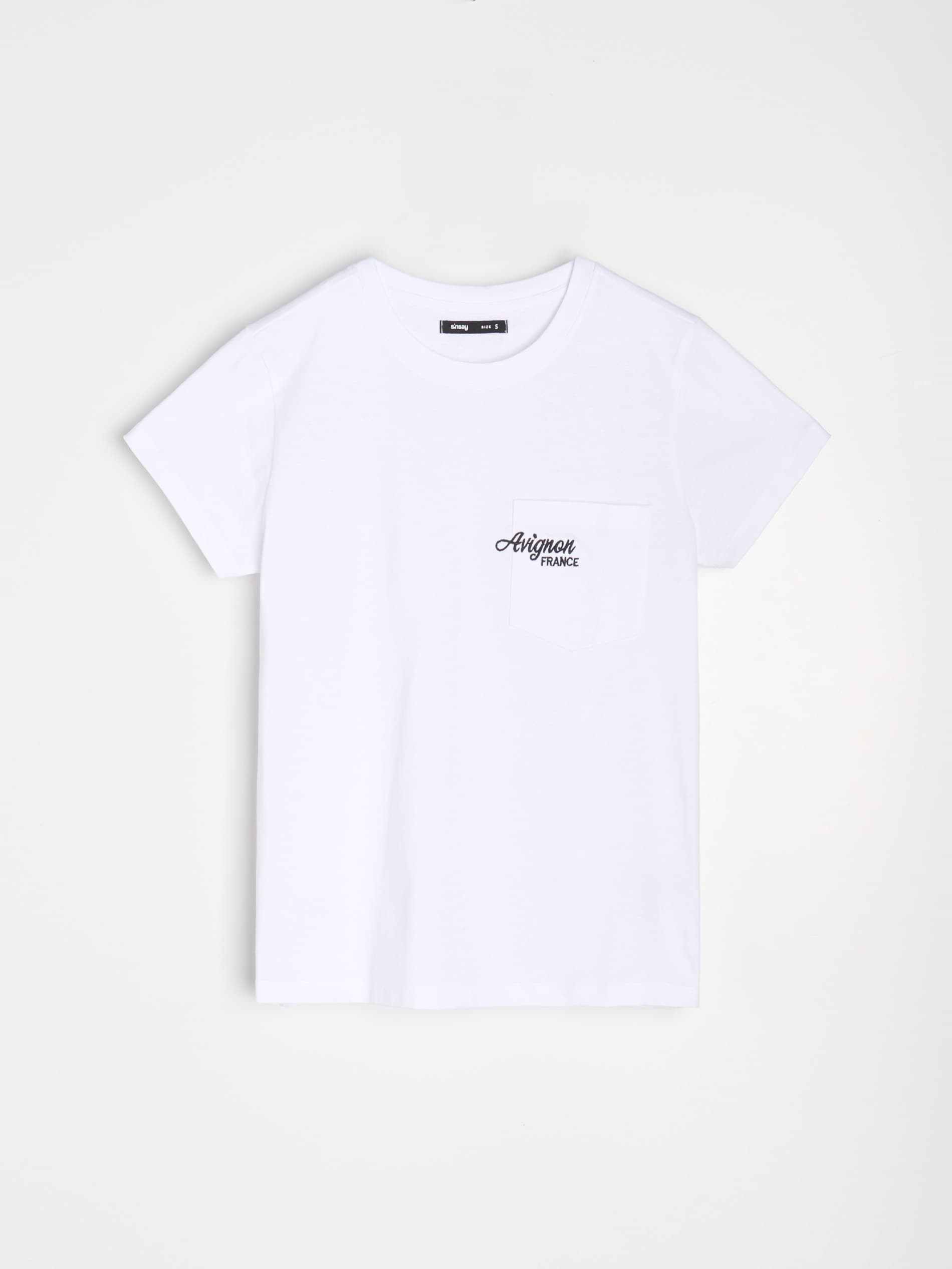 Sinsay - Bawełniana koszulka z haftem - biały