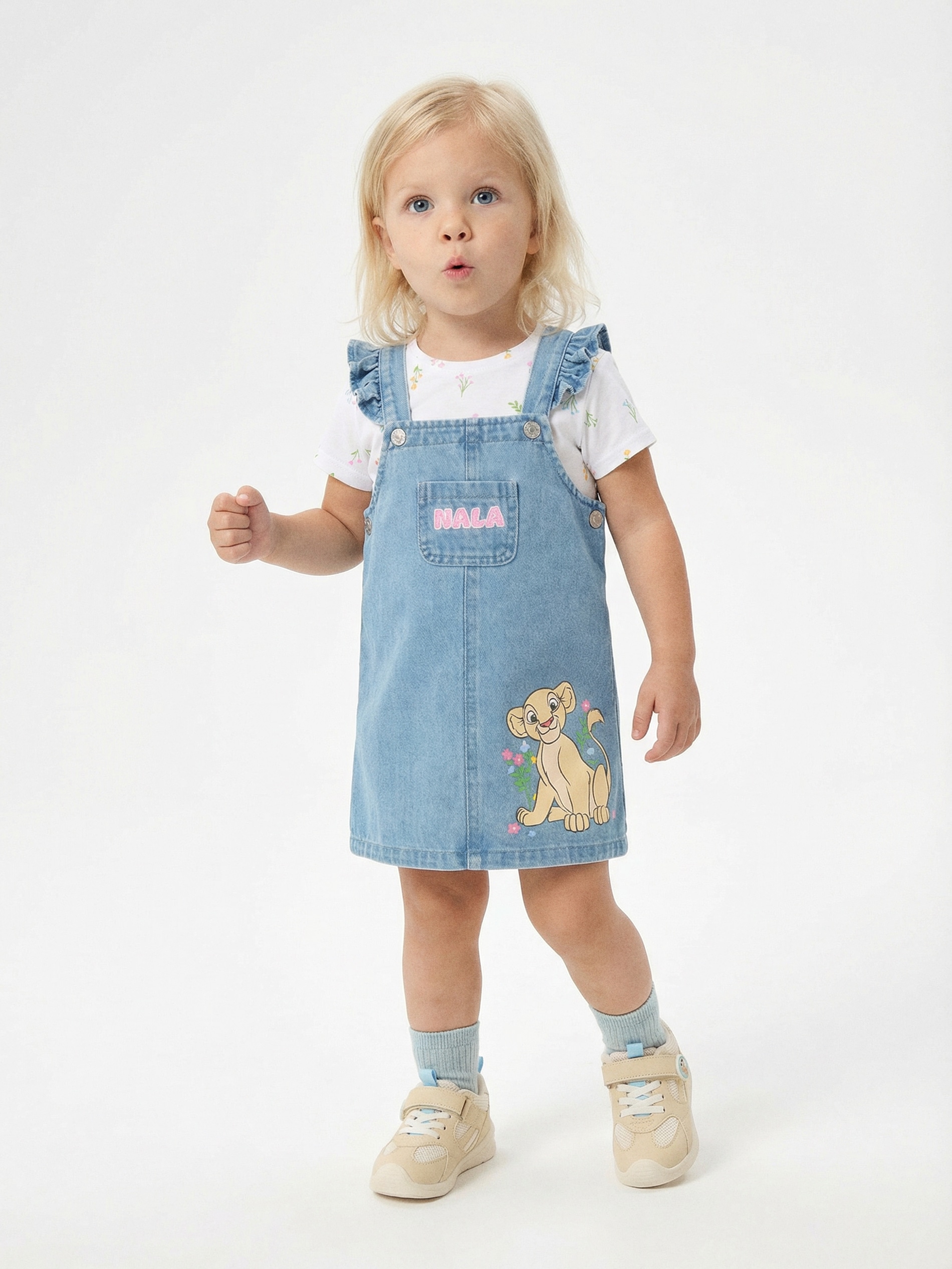 Sinsay - Bawełniany komplet: sukienka i koszulka The Lion King - kremowy