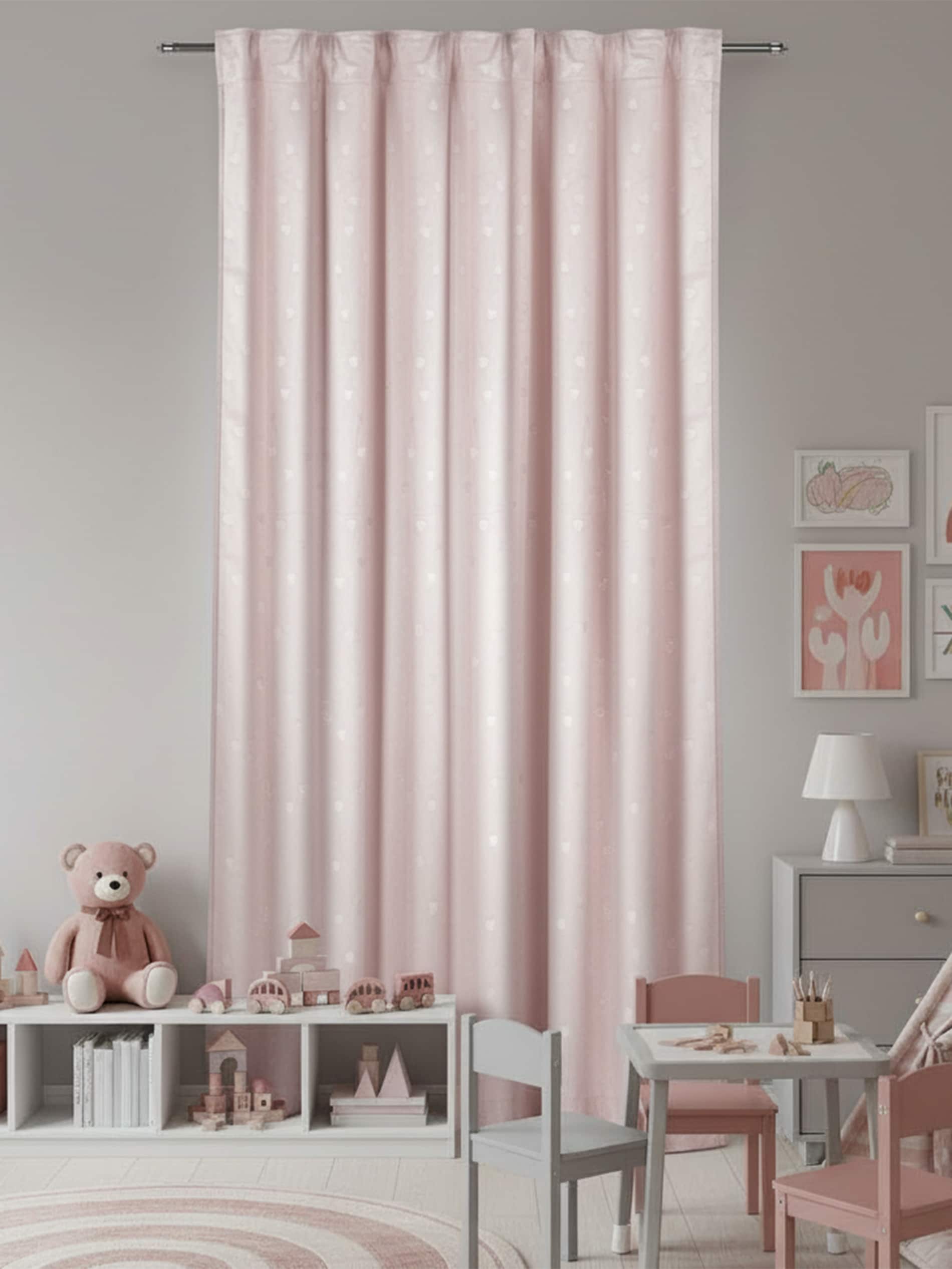 Sinsay - Βελουτέ κουρτίνα με ανάγλυφο σχέδιο - ροζ παστελ φωτογραφία