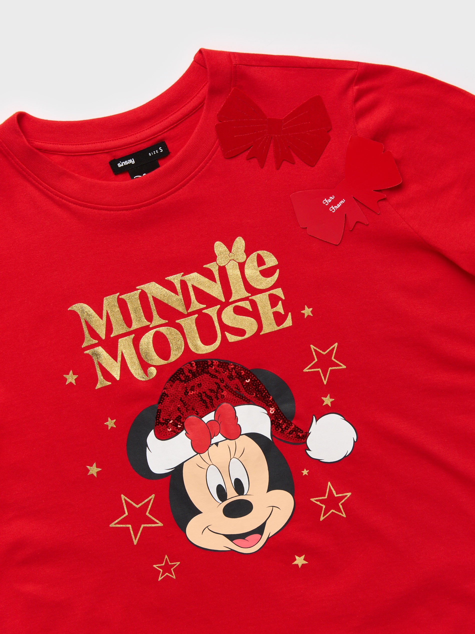 Sinsay - Βαμβακερό μπλουζάκι με στάμπα Mickey Mouse - κοκκινο φωτογραφία