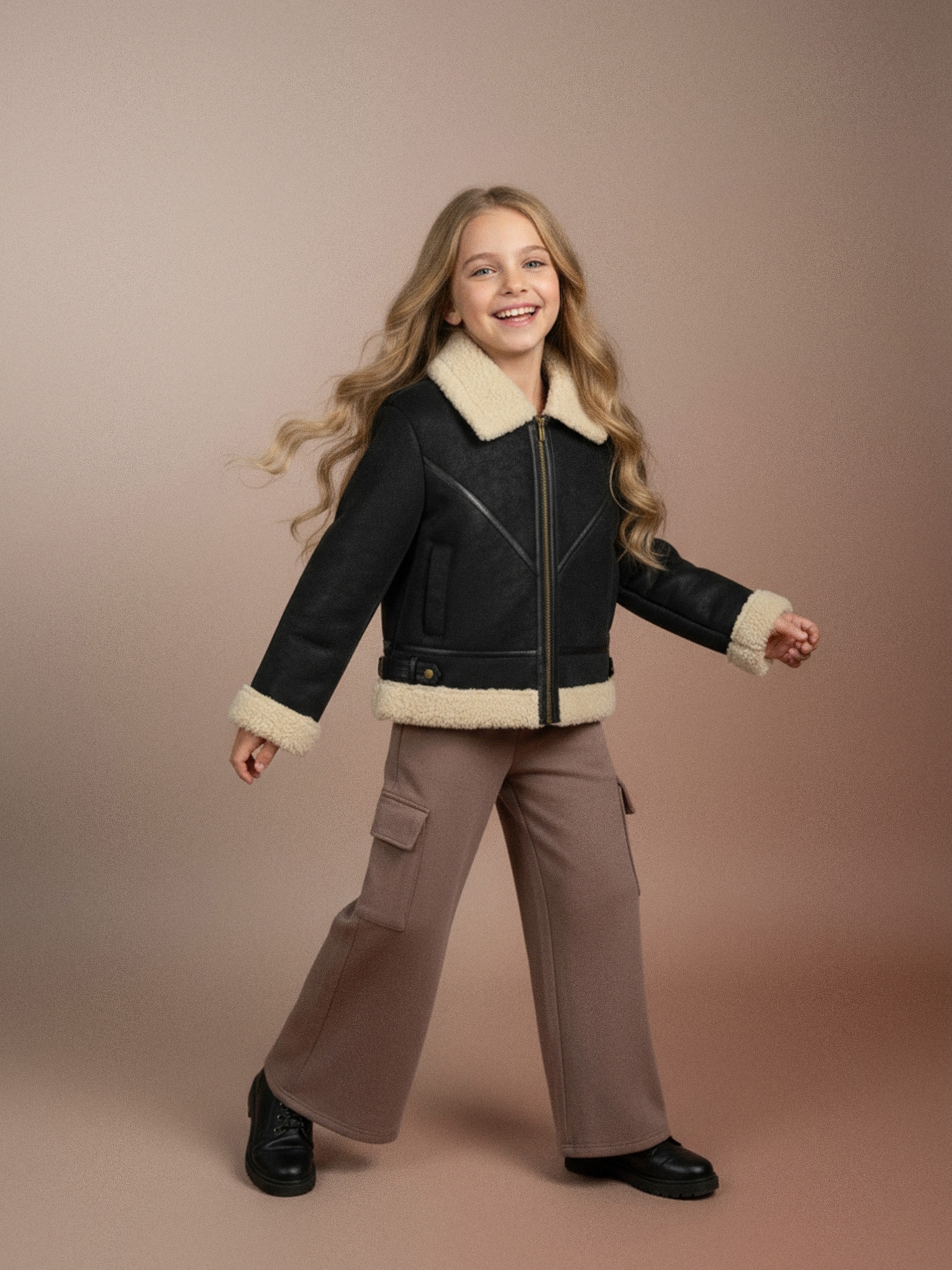 Sinsay - Kurtka pilotka z kożuchem - brązowy