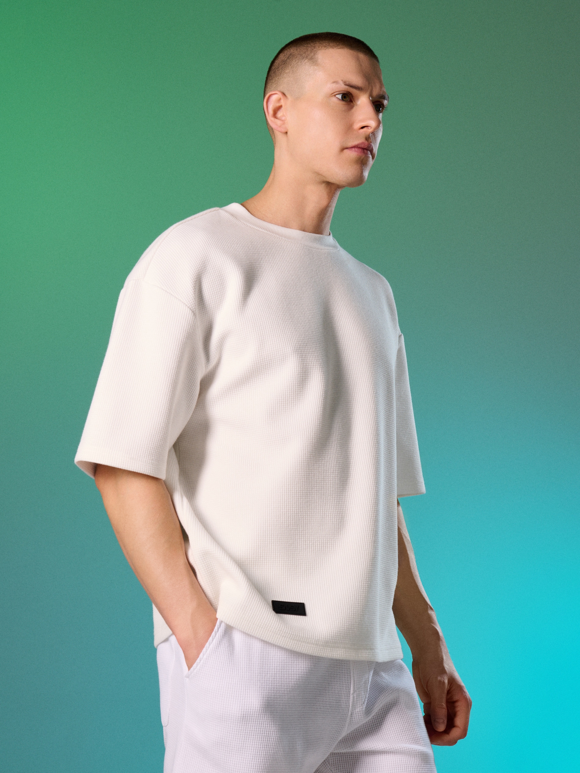 Sinsay - Bluza ze strukturą wafelkową - biały