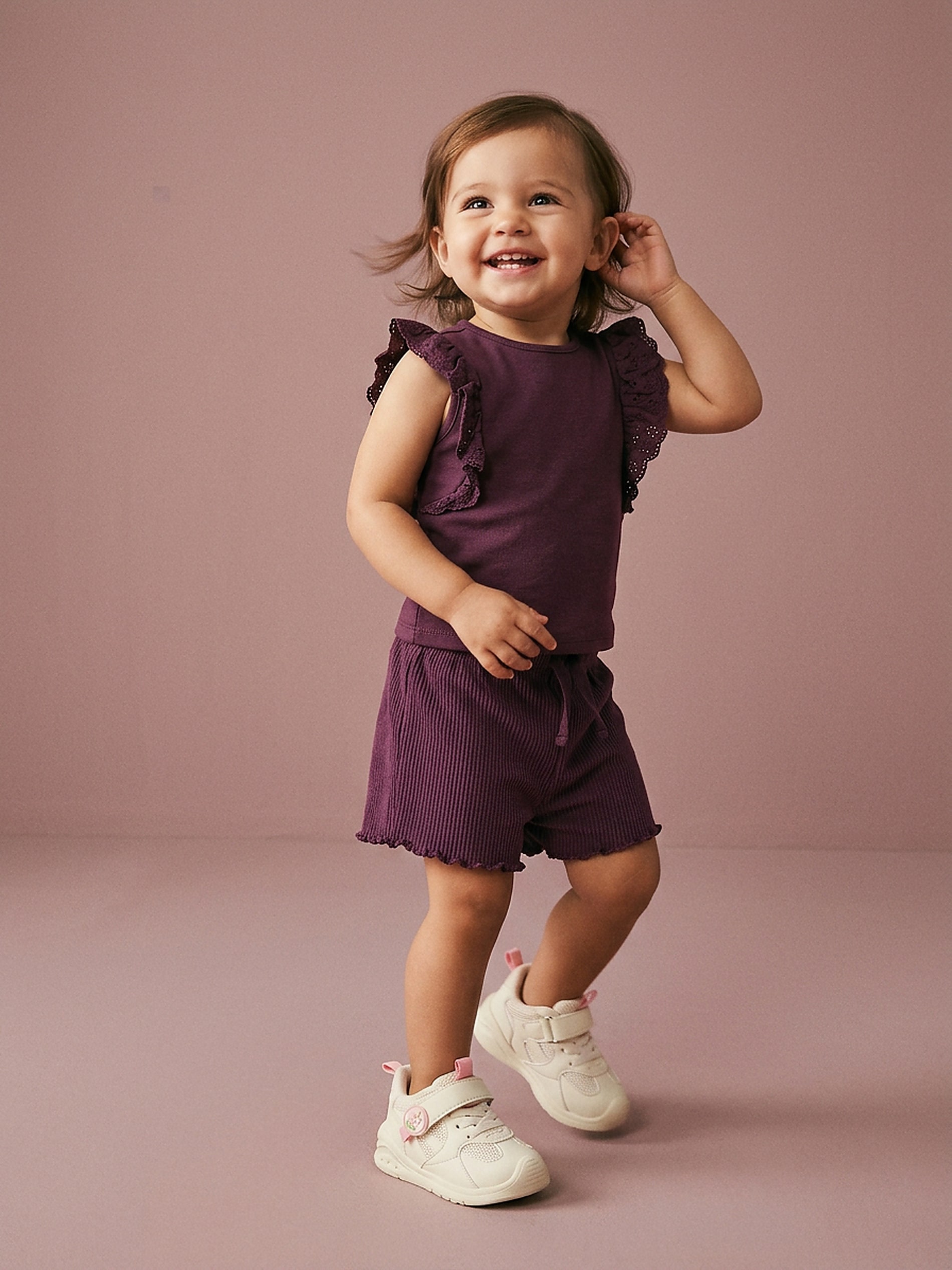 Sinsay - Bawełniany komplet: koszulka i szorty - fioletowy