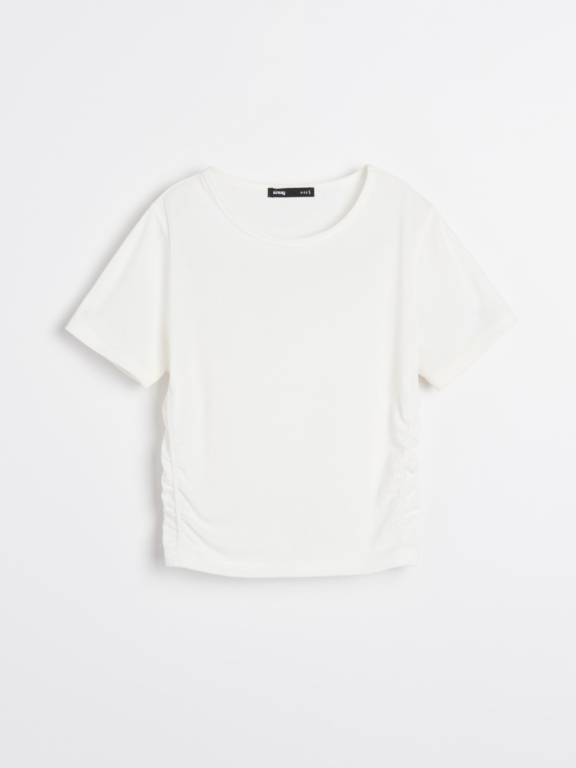 Sinsay - Ριμπ μπλουζάκι - λευκο φωτογραφία