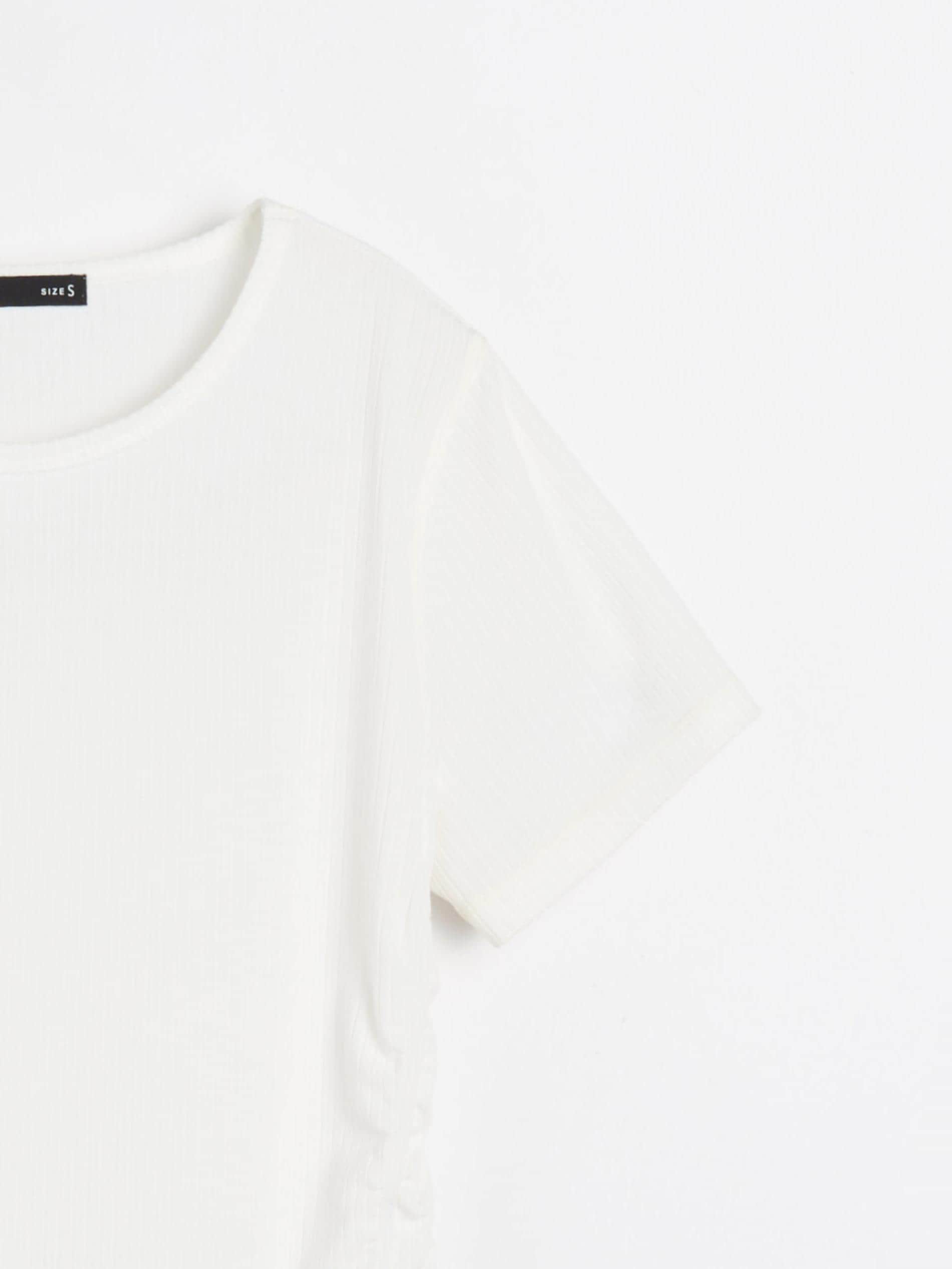 Sinsay - Ριμπ μπλουζάκι - λευκο φωτογραφία