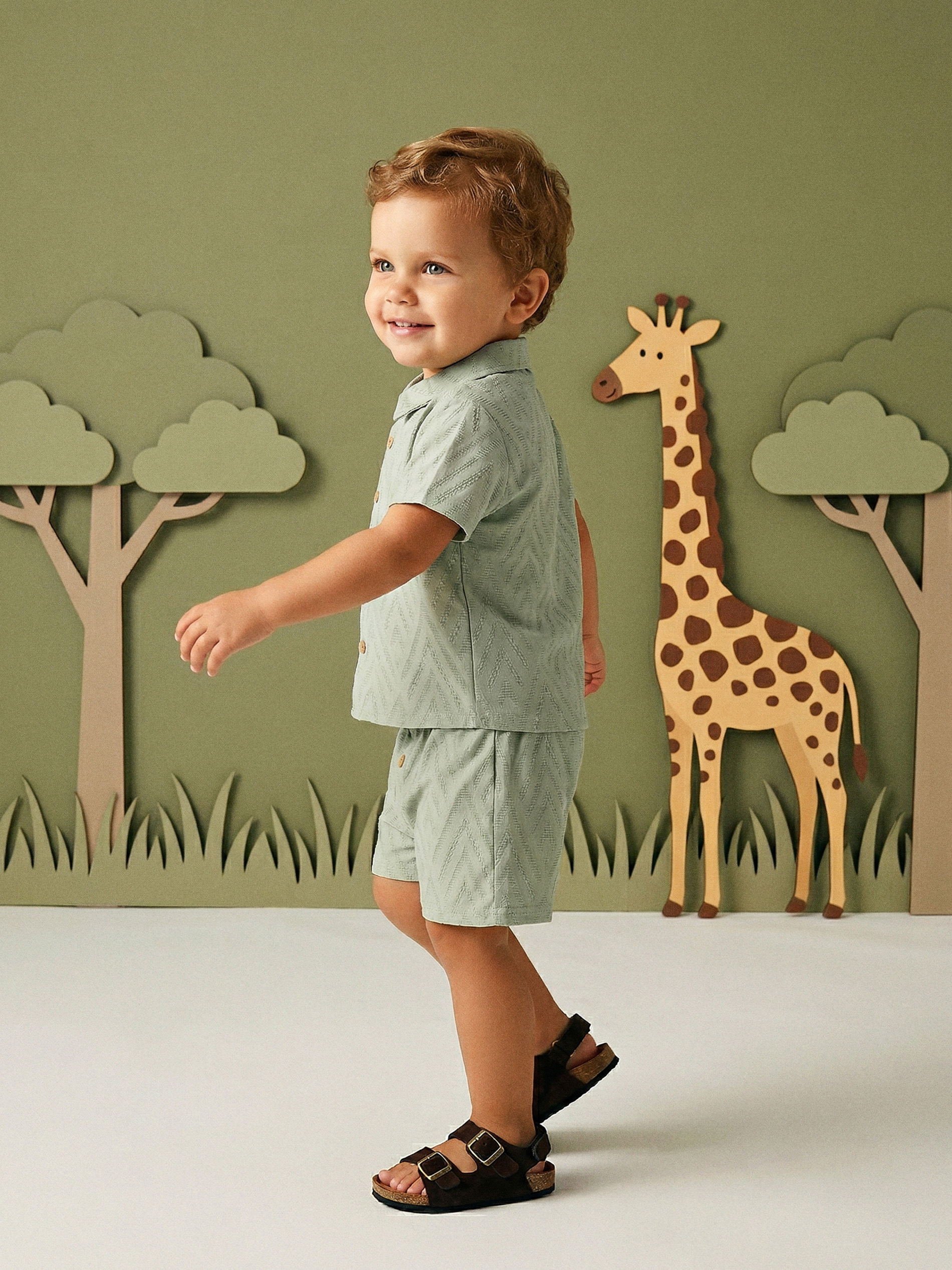 Sinsay - Komplet: koszula i szorty z domieszką lyocellu - zielony