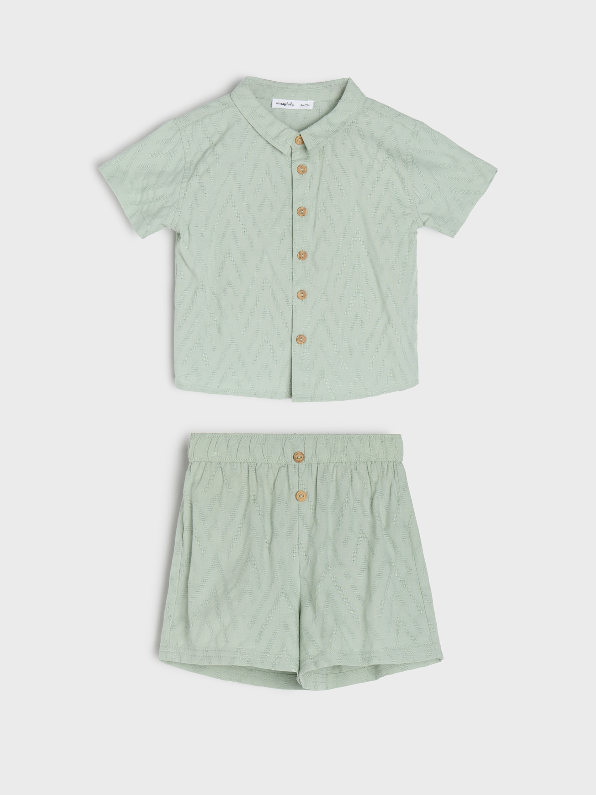 Sinsay - Komplet: koszula i szorty z domieszką lyocellu - zielony
