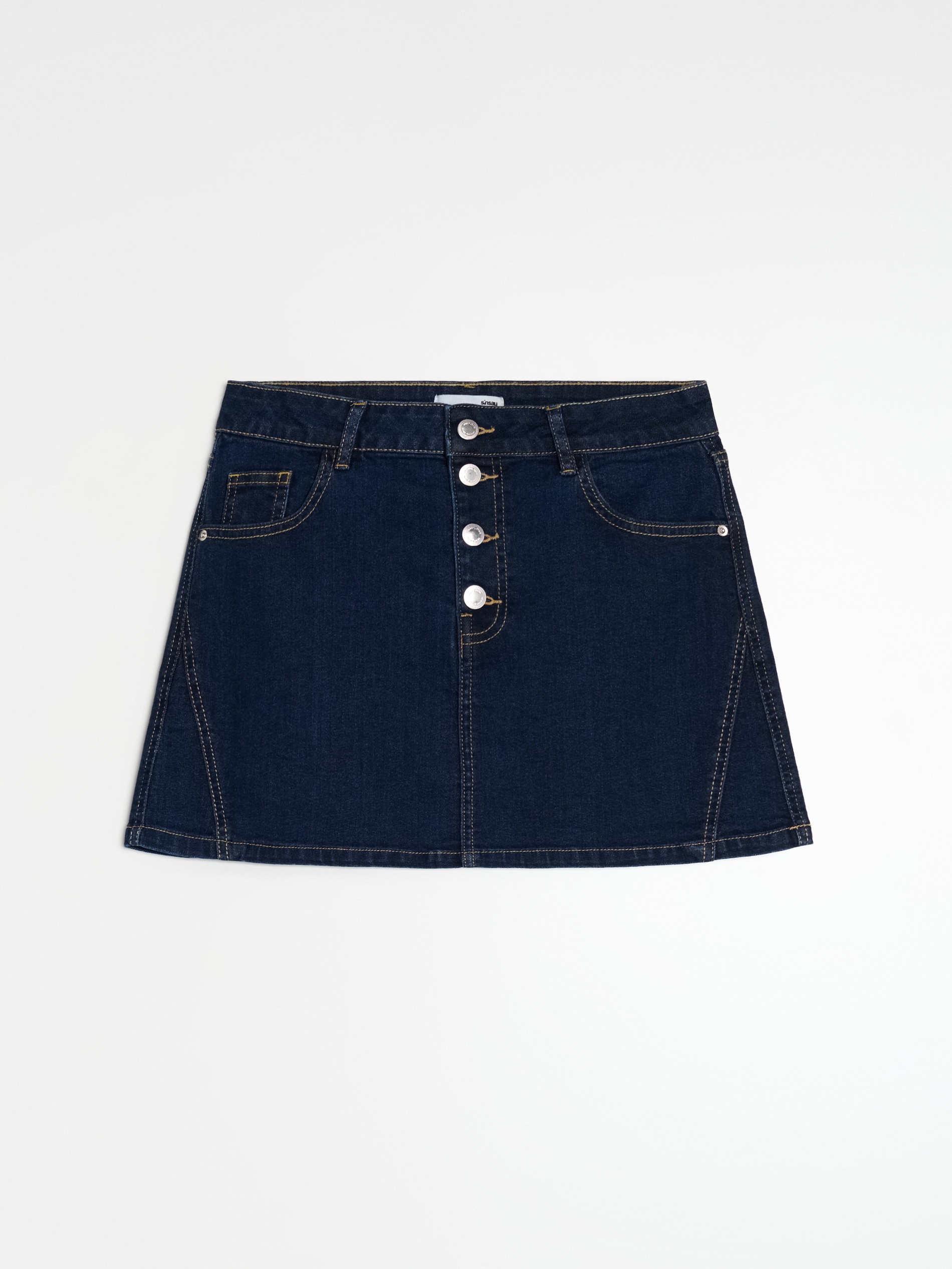 Sinsay - Jeansowa spódnica mini z przeszyciami - niebieski