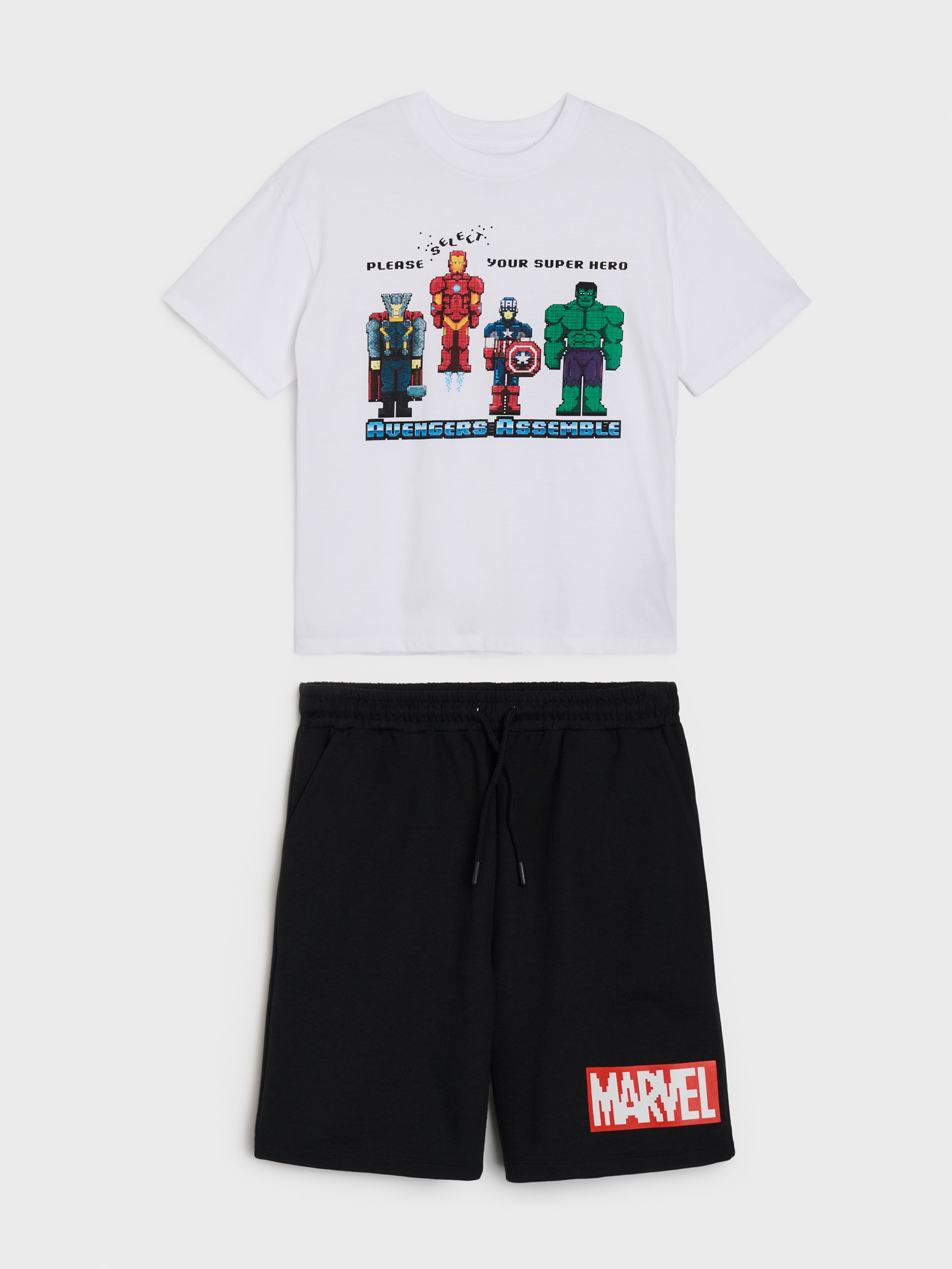 Sinsay - Bawełniany komplet: koszulka i szorty Marvel - wielobarwny