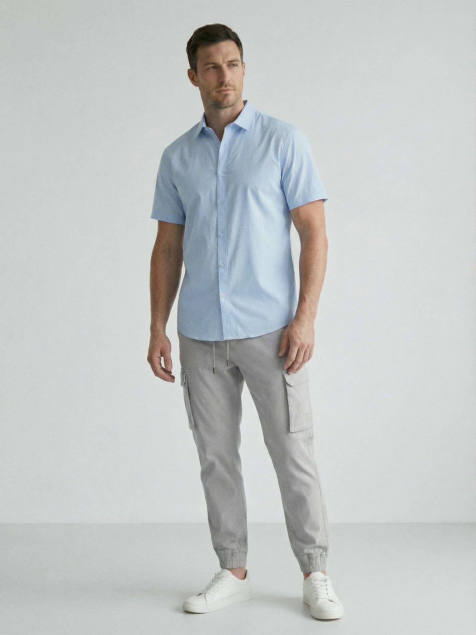 Sinsay - Spodnie jogger cargo ze wzorem moro - szary