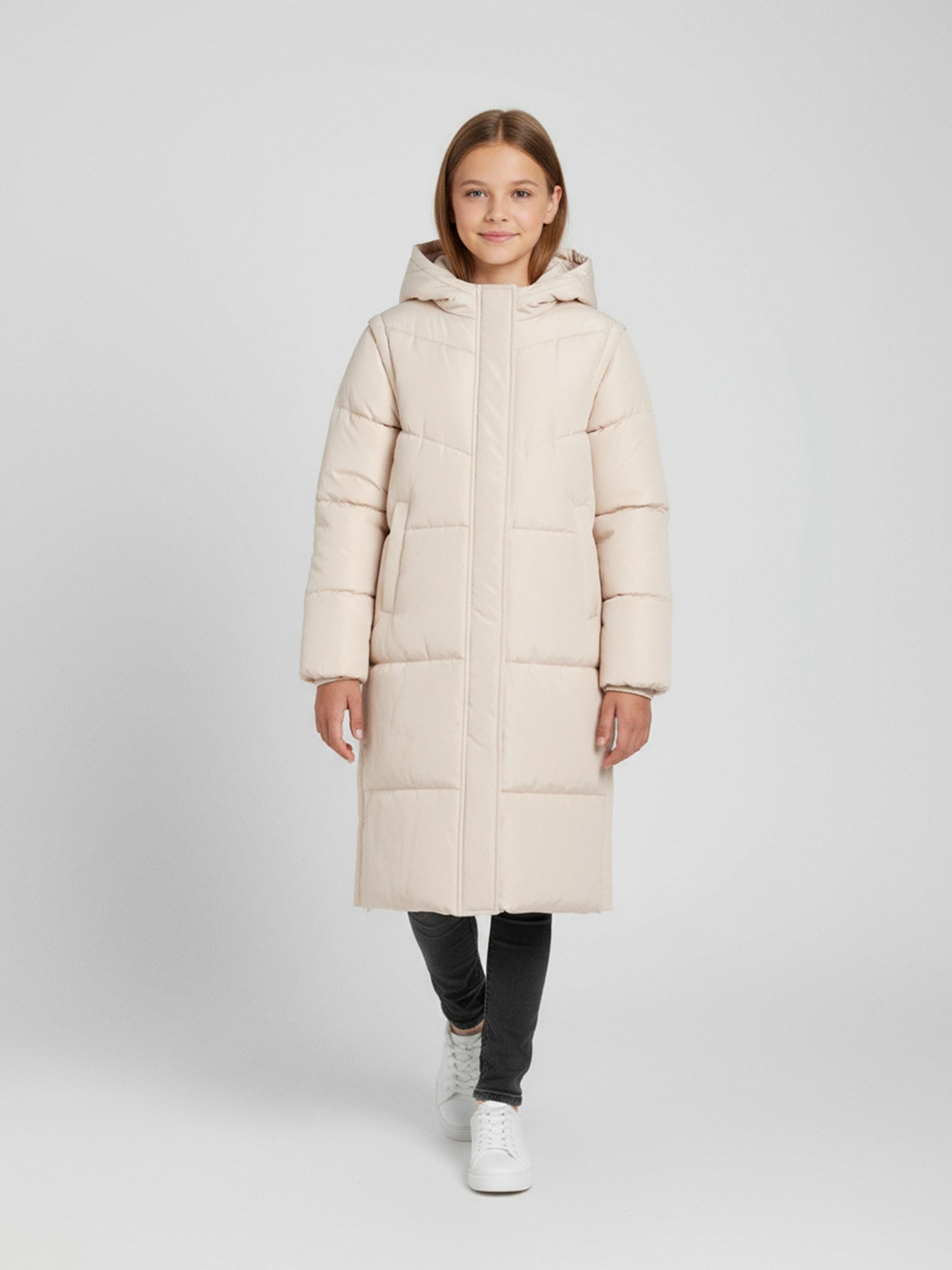 Sinsay - Παλτό με αποσπώμενα μανίκια - κρεμ φωτογραφία