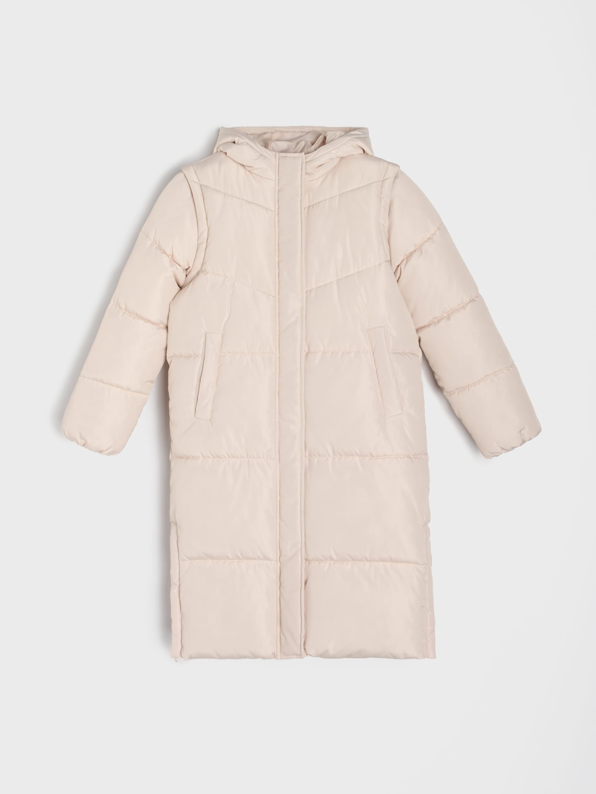 Sinsay - Παλτό με αποσπώμενα μανίκια - κρεμ φωτογραφία