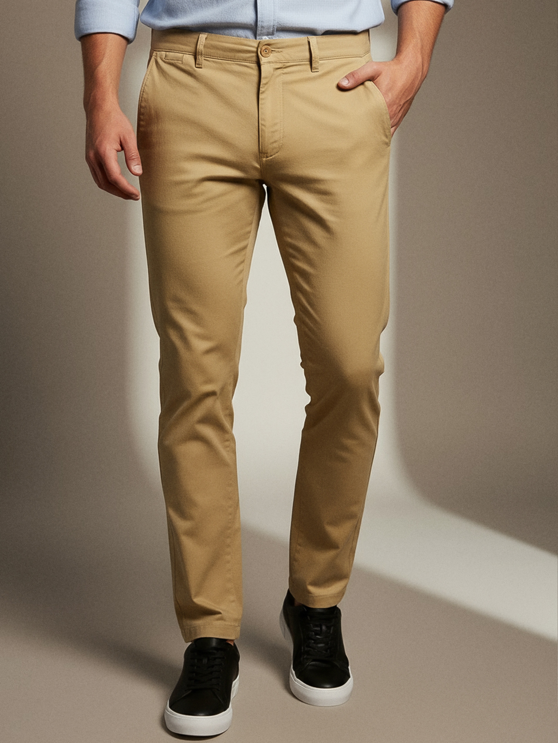 Sinsay - Spodnie chino slim - beżowy