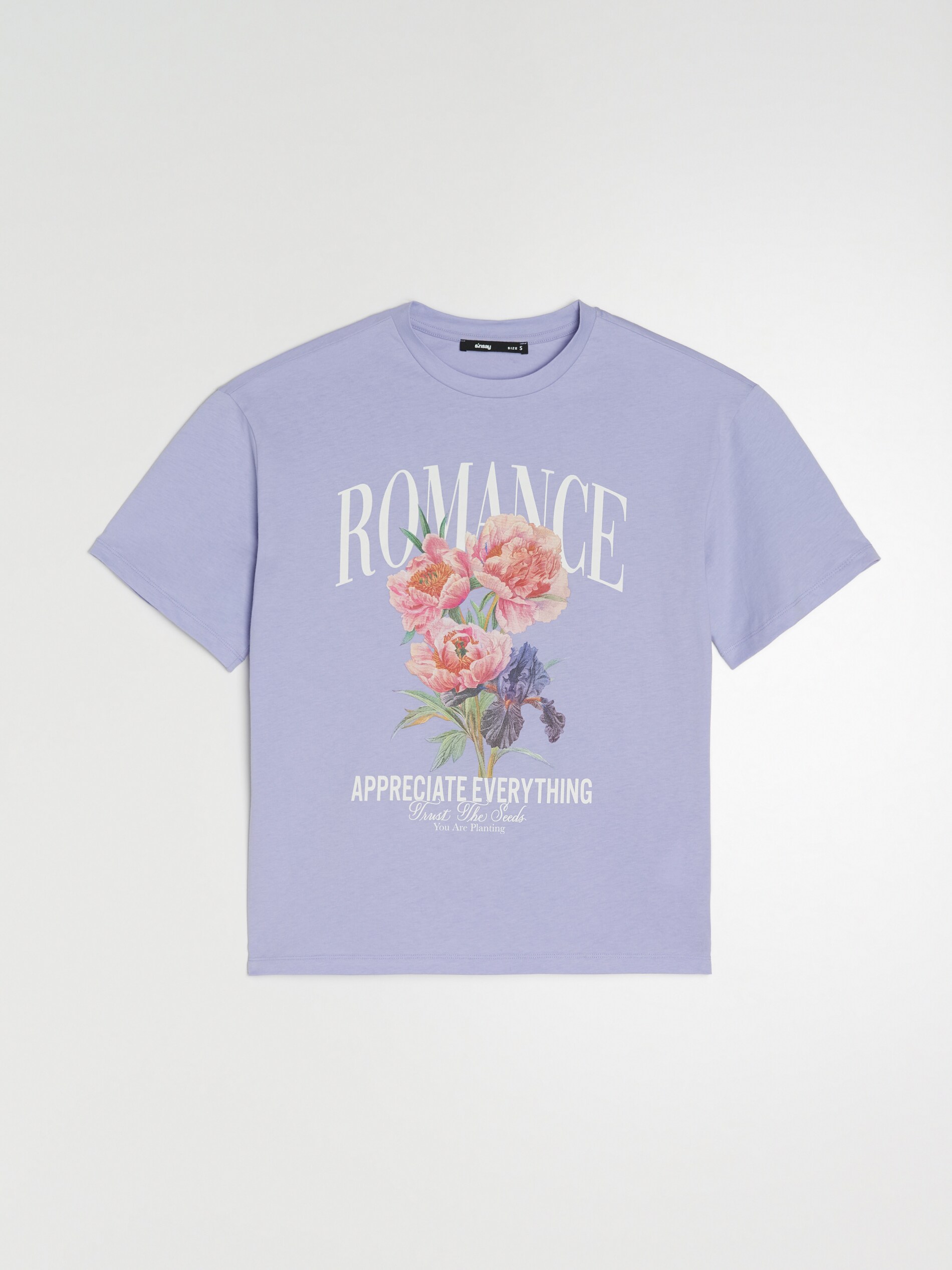 Sinsay - Βαμβακερό μπλουζάκι με στάμπα - λιλα φωτογραφία