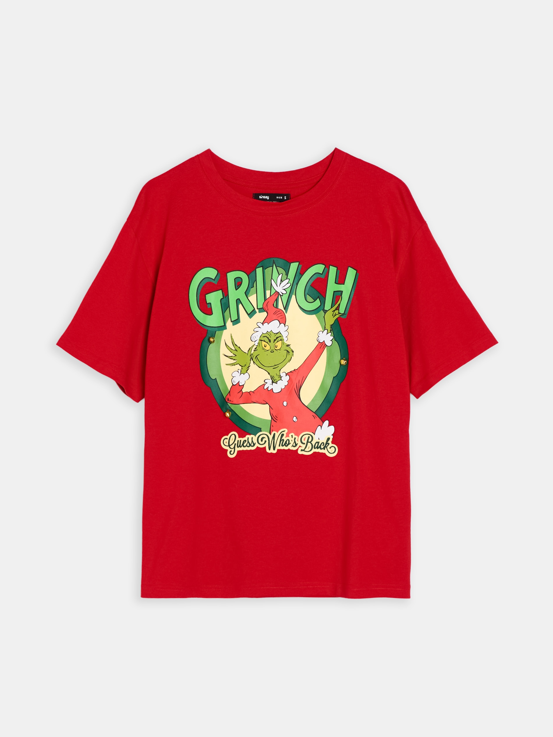 Sinsay - Βαμβακερό μπλουζάκι με στάμπα Grinch - κοκκινο φωτογραφία