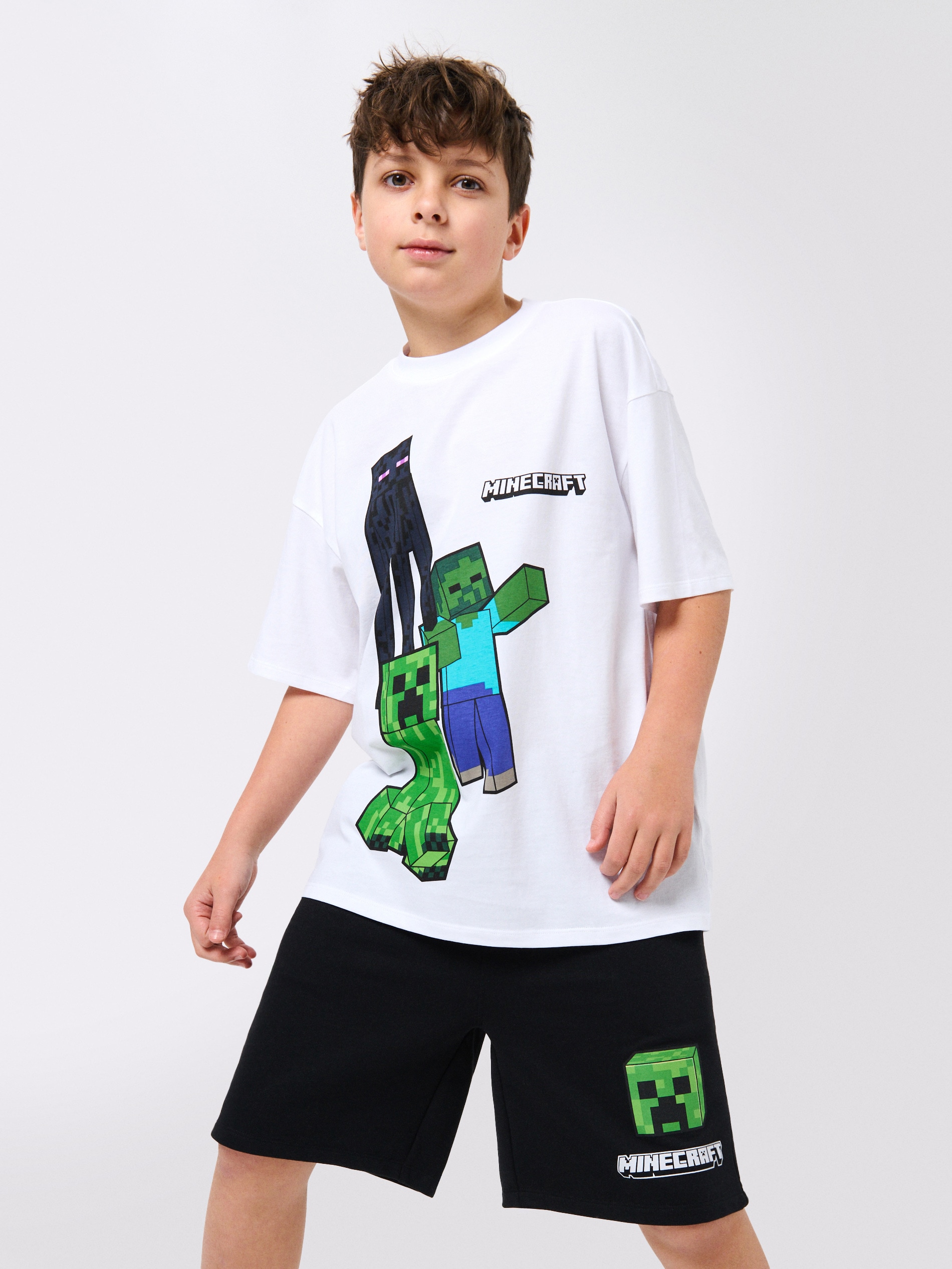 Sinsay - Komplet: koszulka i szorty Minecraft - wielobarwny