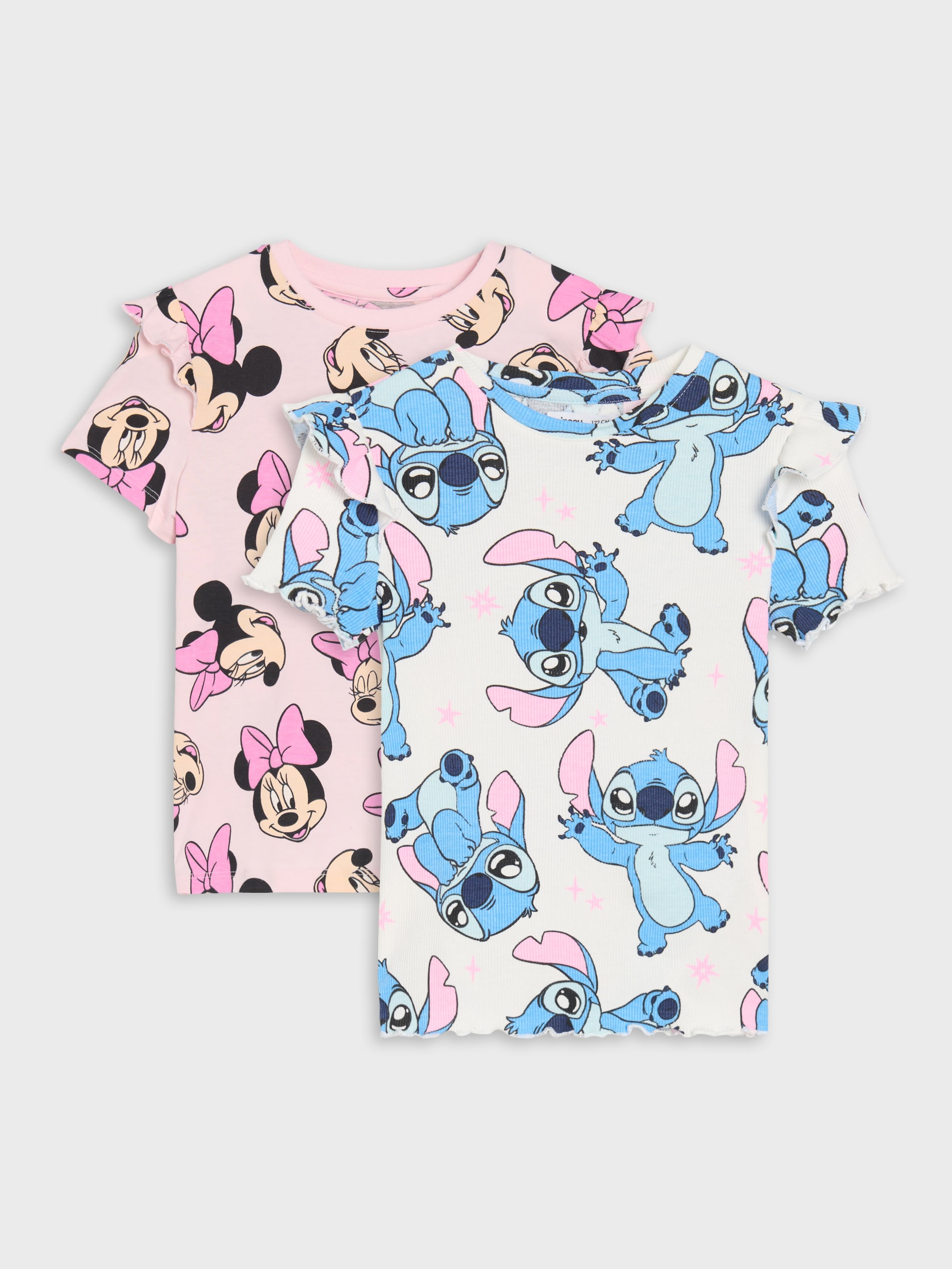 Sinsay - Bawełniana koszulka z falbanami Disney 2 pack - wielobarwny