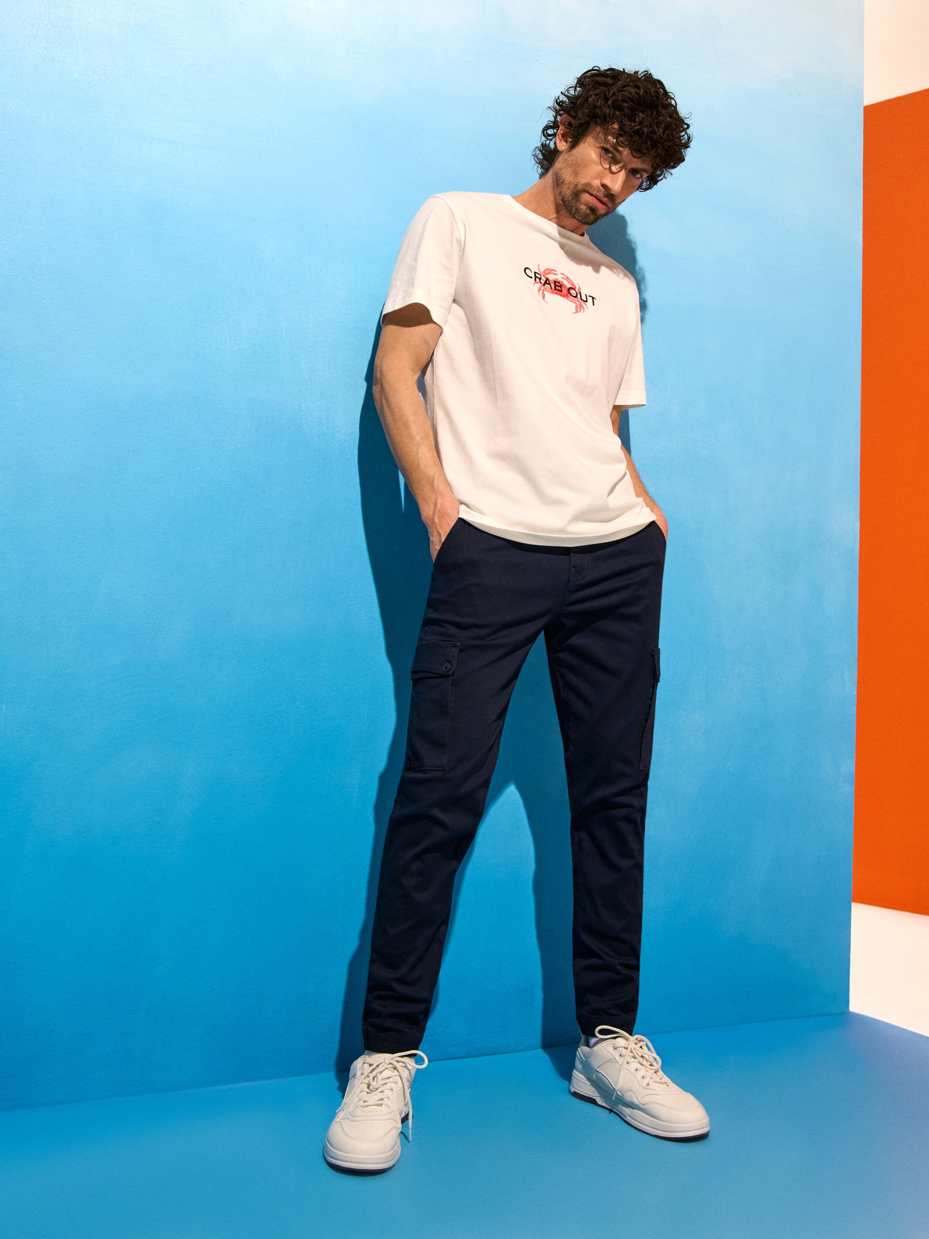 Sinsay - Spodnie cargo jogger - granatowy