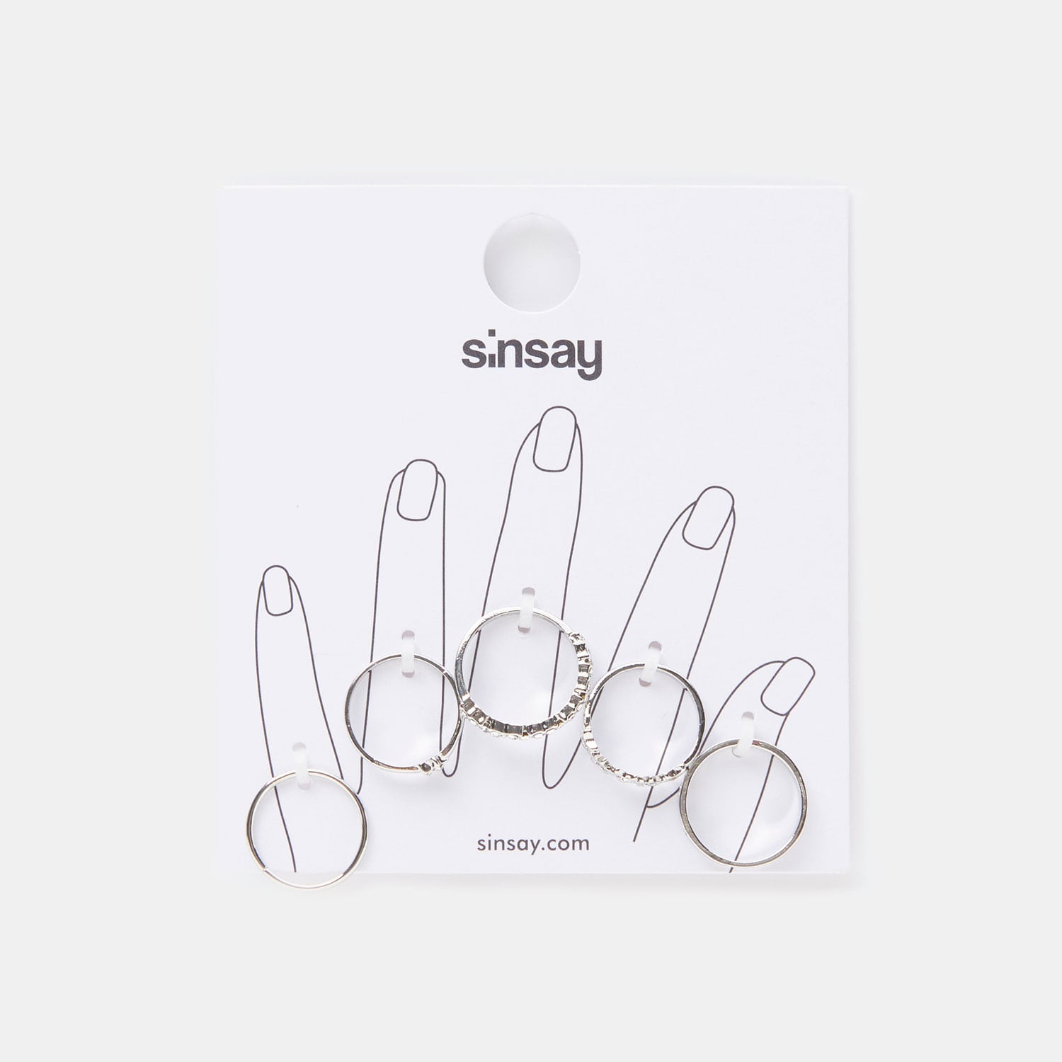 Sinsay – Set de 5 inele – Argintiu Sinsay imagine noua 2022