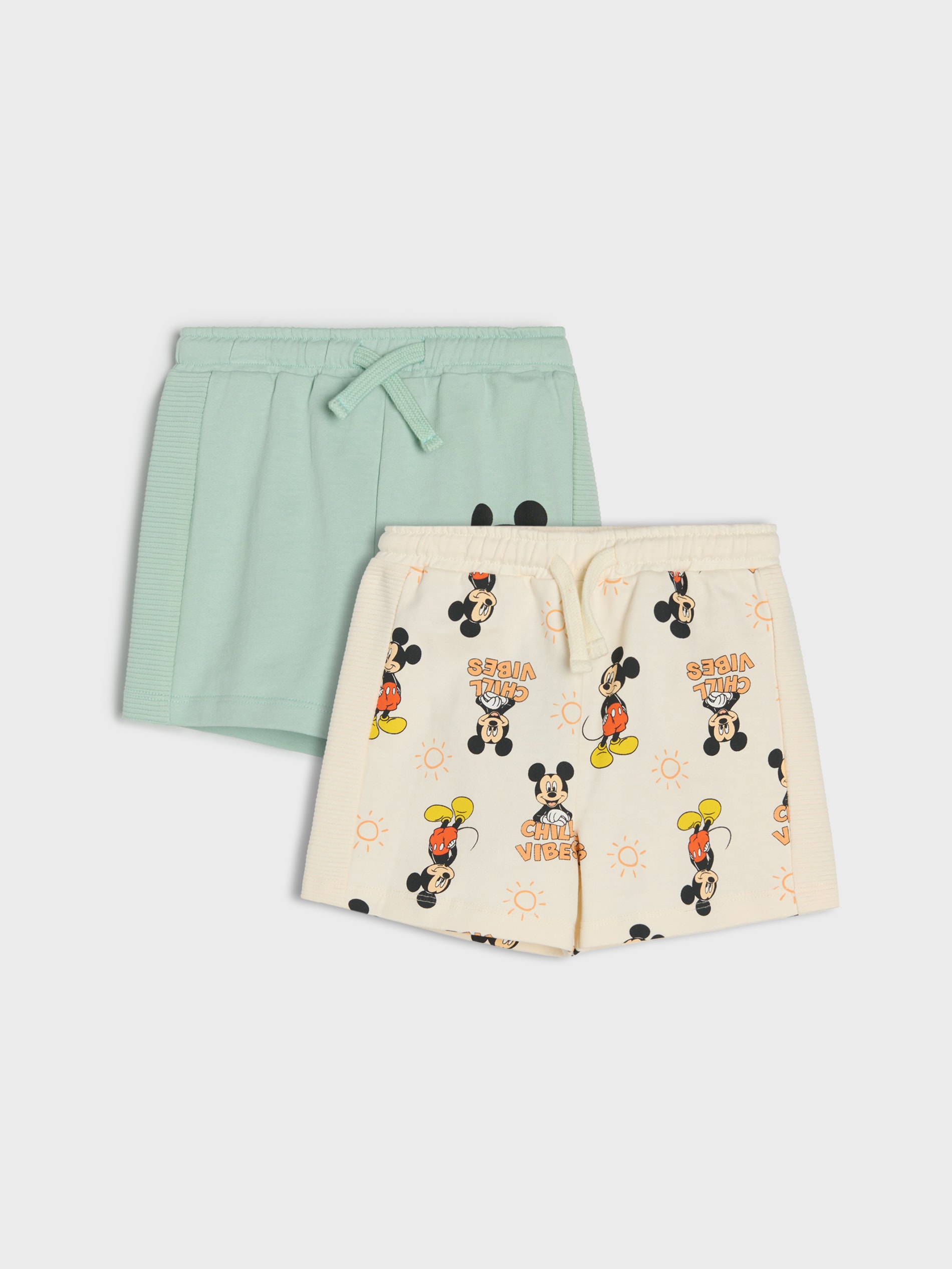 Sinsay - Bawełniane szorty z nadrukiem 2 pack Mickey Mouse - zielony