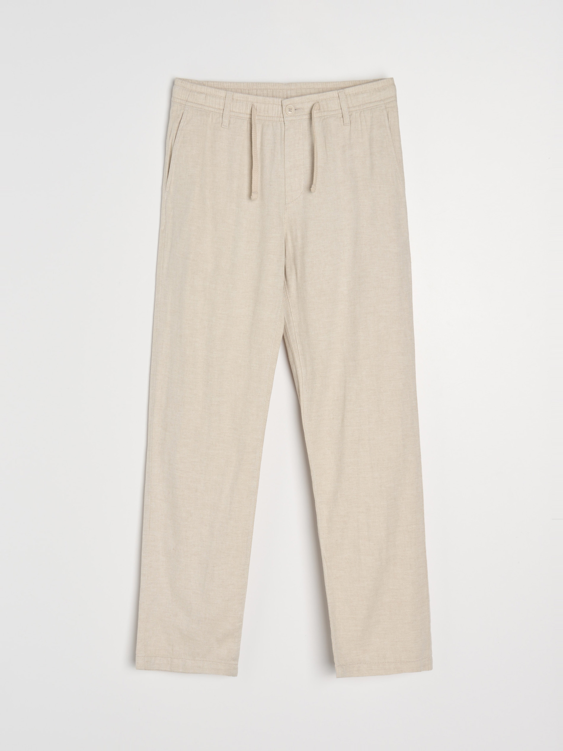 Sinsay - Spodnie straight leg z domieszką lnu - beżowy