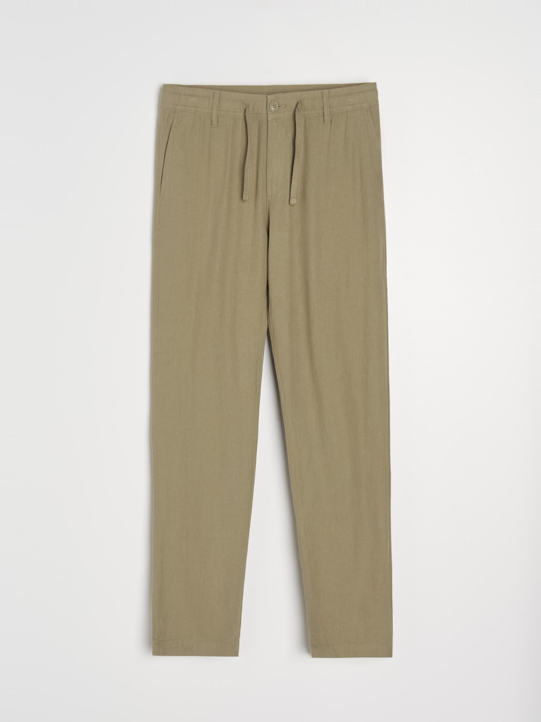 Sinsay - Spodnie straight leg z domieszką lnu - zielony