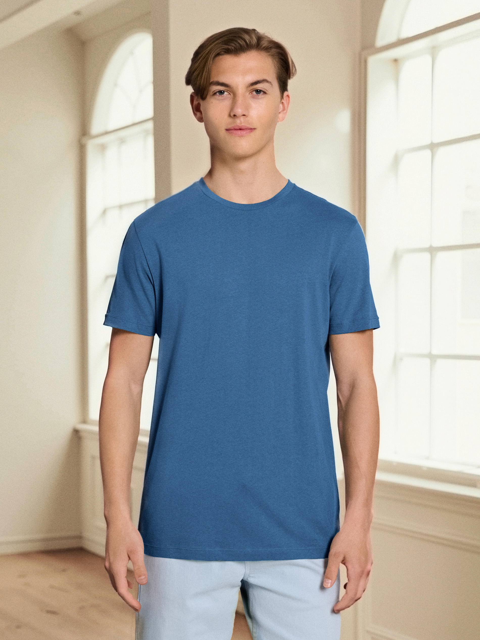 Sinsay - Bawełniana koszulka z krótkim rękawem - niebieski