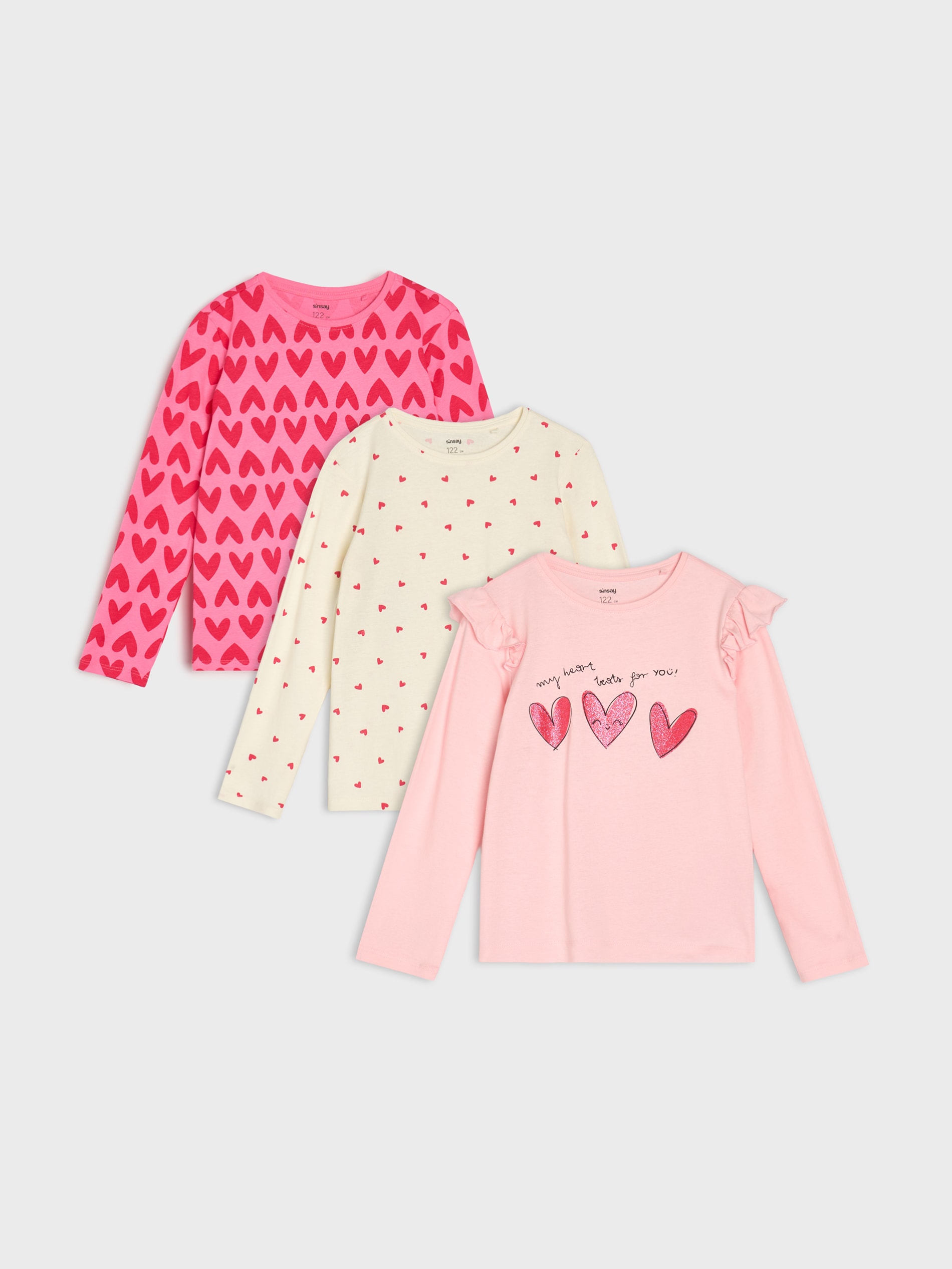 Sinsay - Bawełniana koszulka 3 pack - wielobarwny