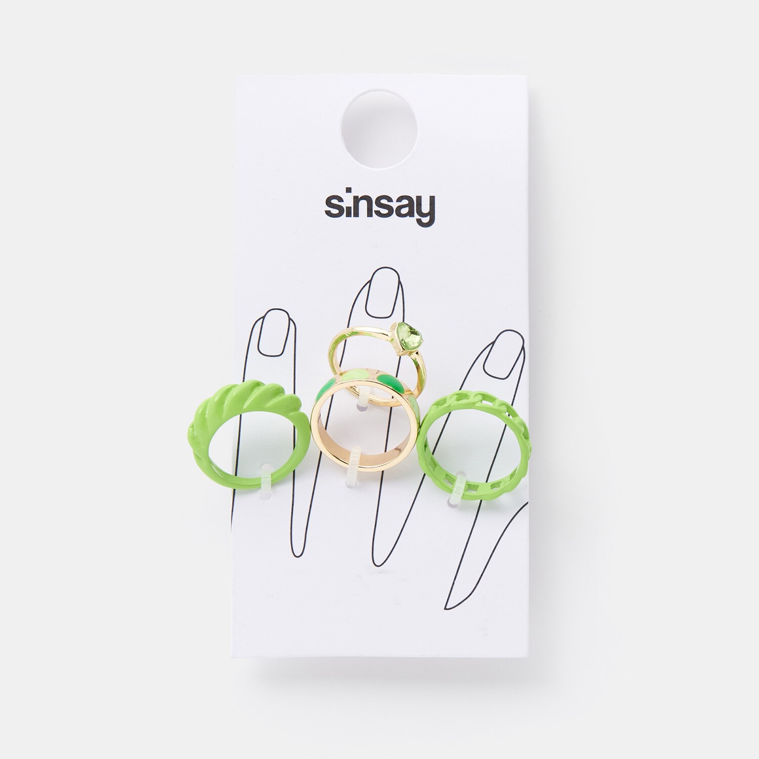 Sinsay – Set de 4 inele – Verde