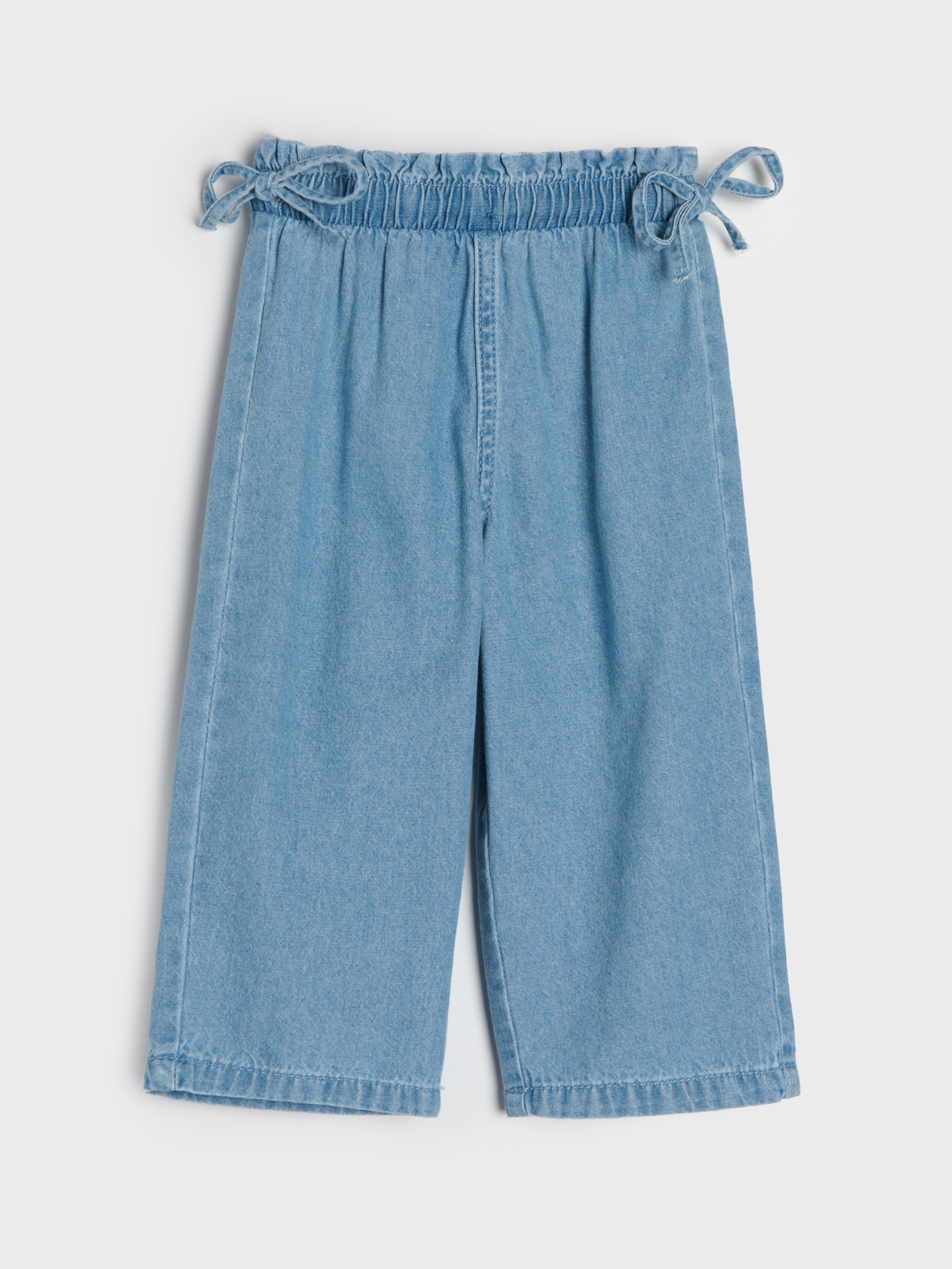 Sinsay - Jeansy wide leg z ozdobnymi kokardami - niebieski