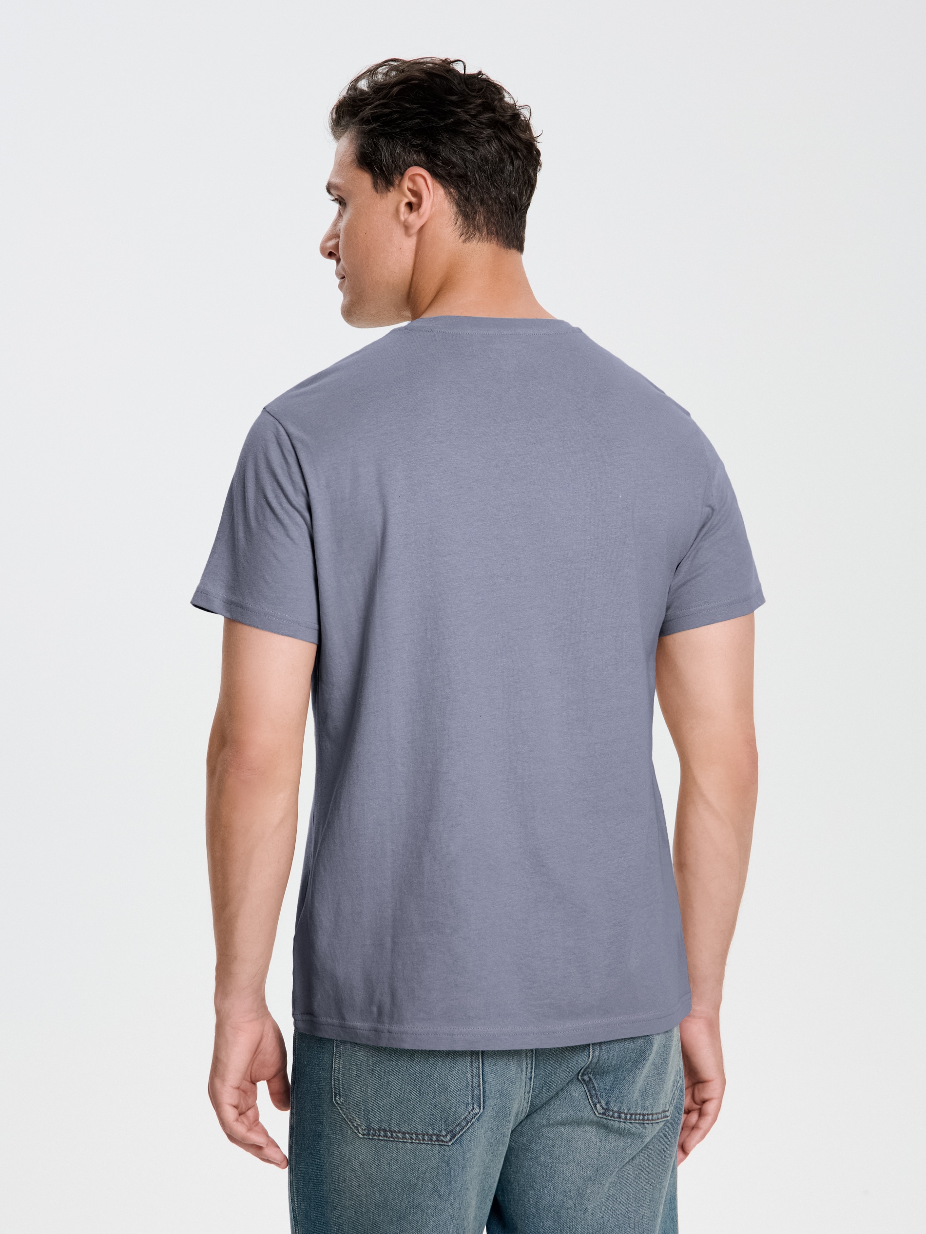 Sinsay - Βασικό μπλουζάκι με λαιμόκοψη V - λιλα φωτογραφία