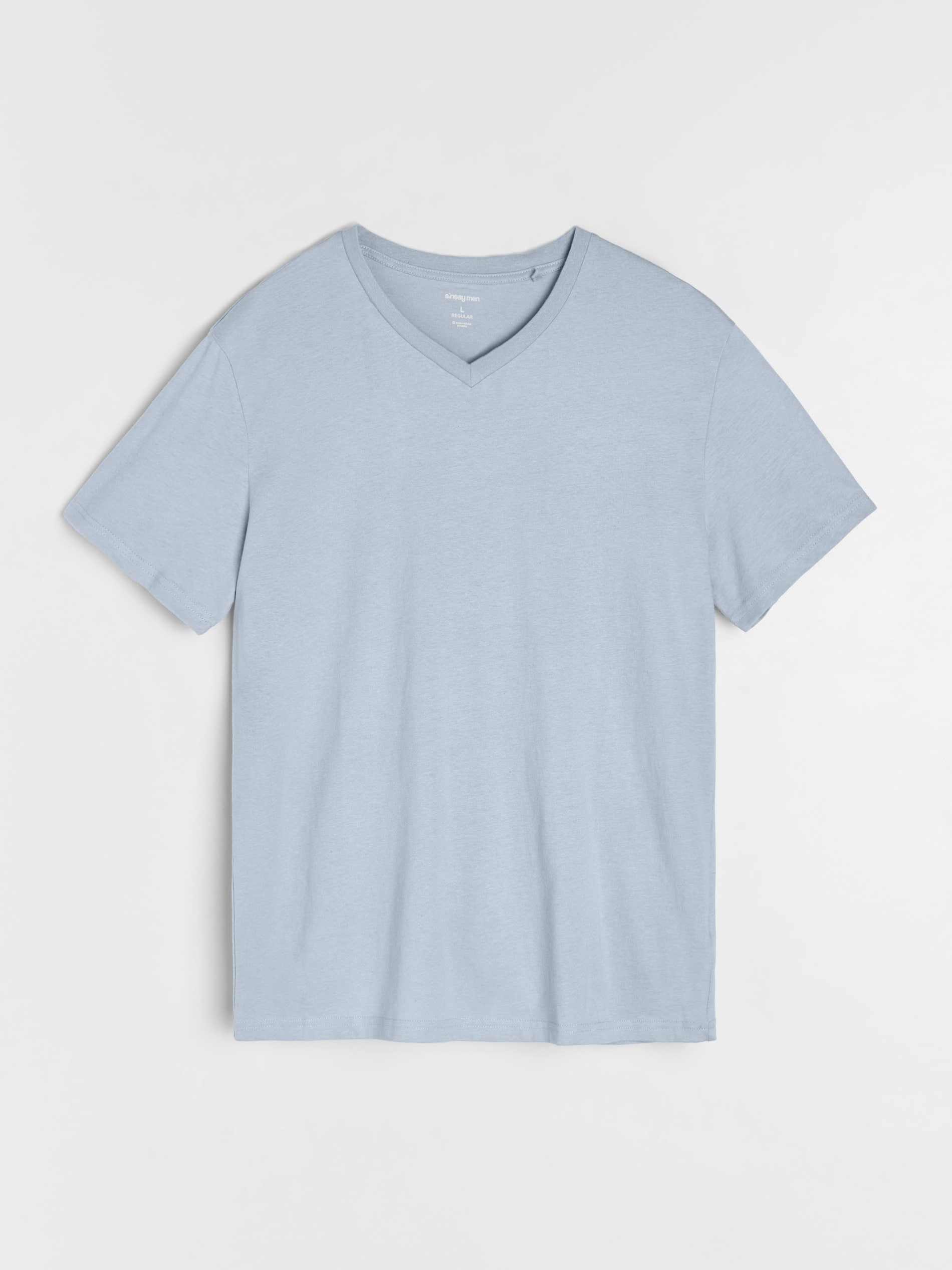 Sinsay - Βασικό μπλουζάκι με λαιμόκοψη V - μπλε παλ φωτογραφία