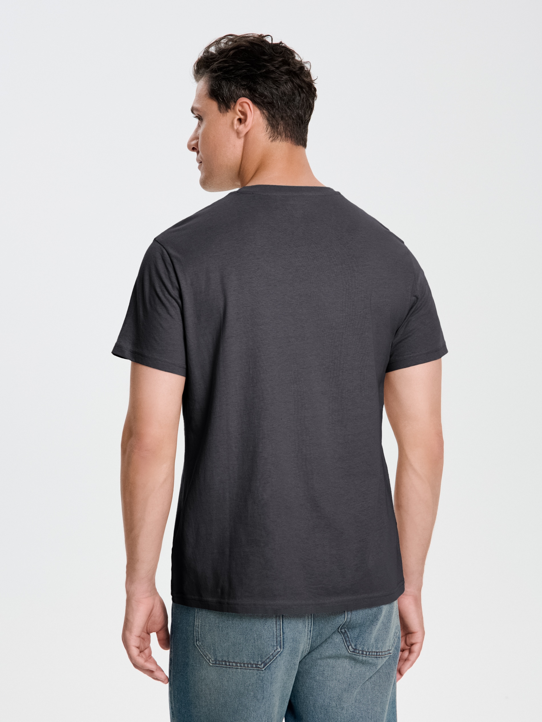 Sinsay - Βασικό μπλουζάκι με λαιμόκοψη V - ανθρακι φωτογραφία