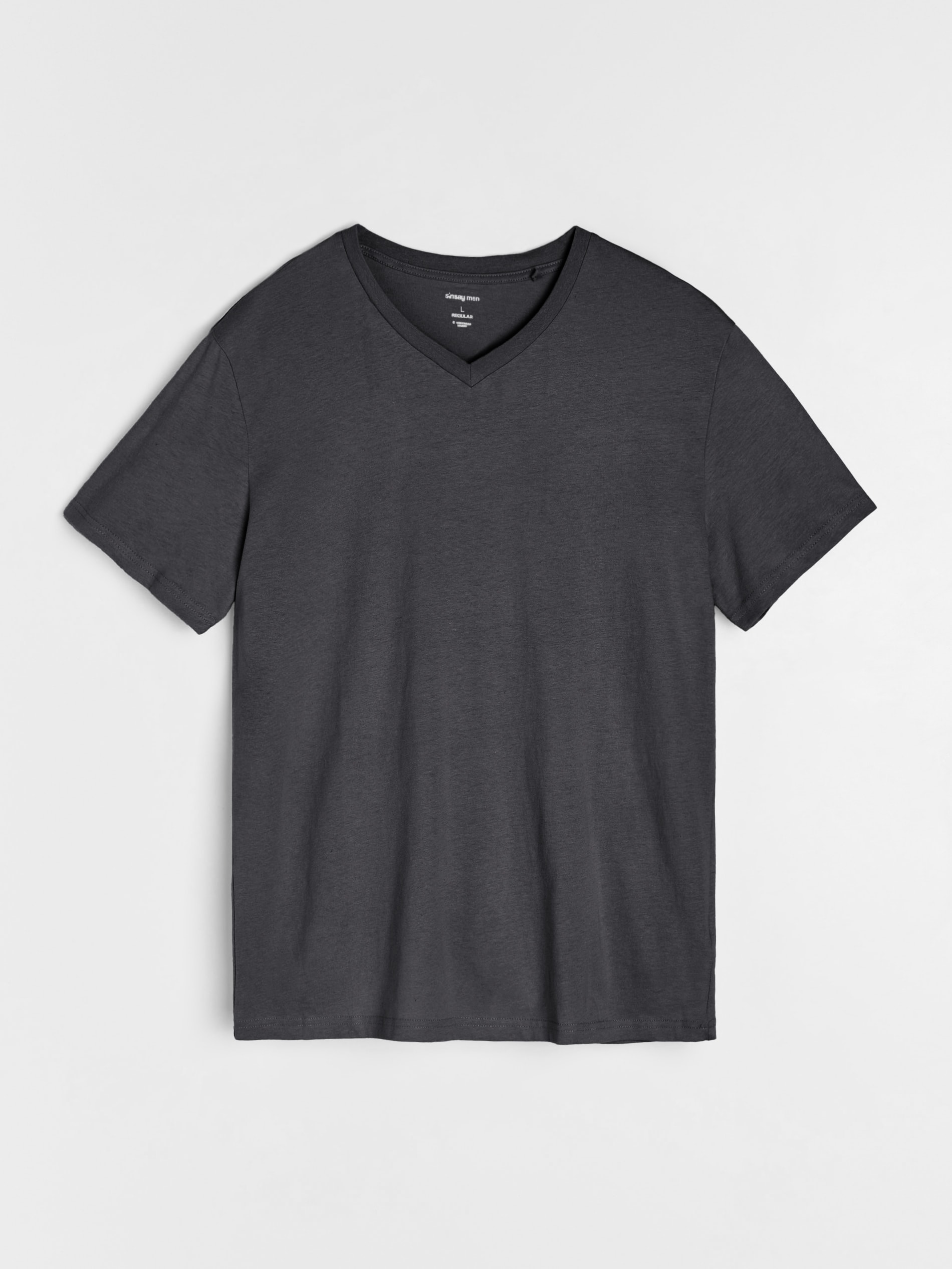 Sinsay - Βασικό μπλουζάκι με λαιμόκοψη V - ανθρακι φωτογραφία