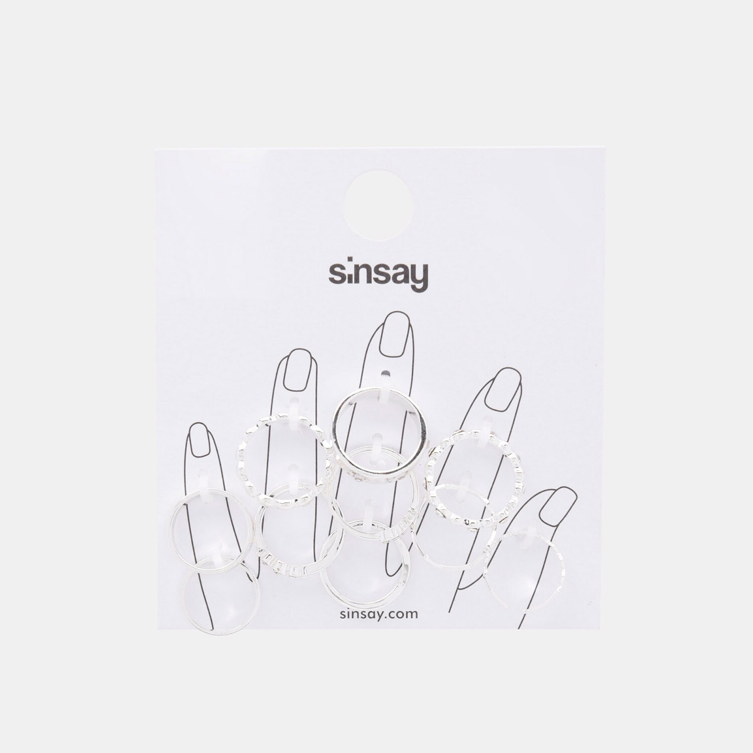 Sinsay - Set de 10 inele - Argintiu