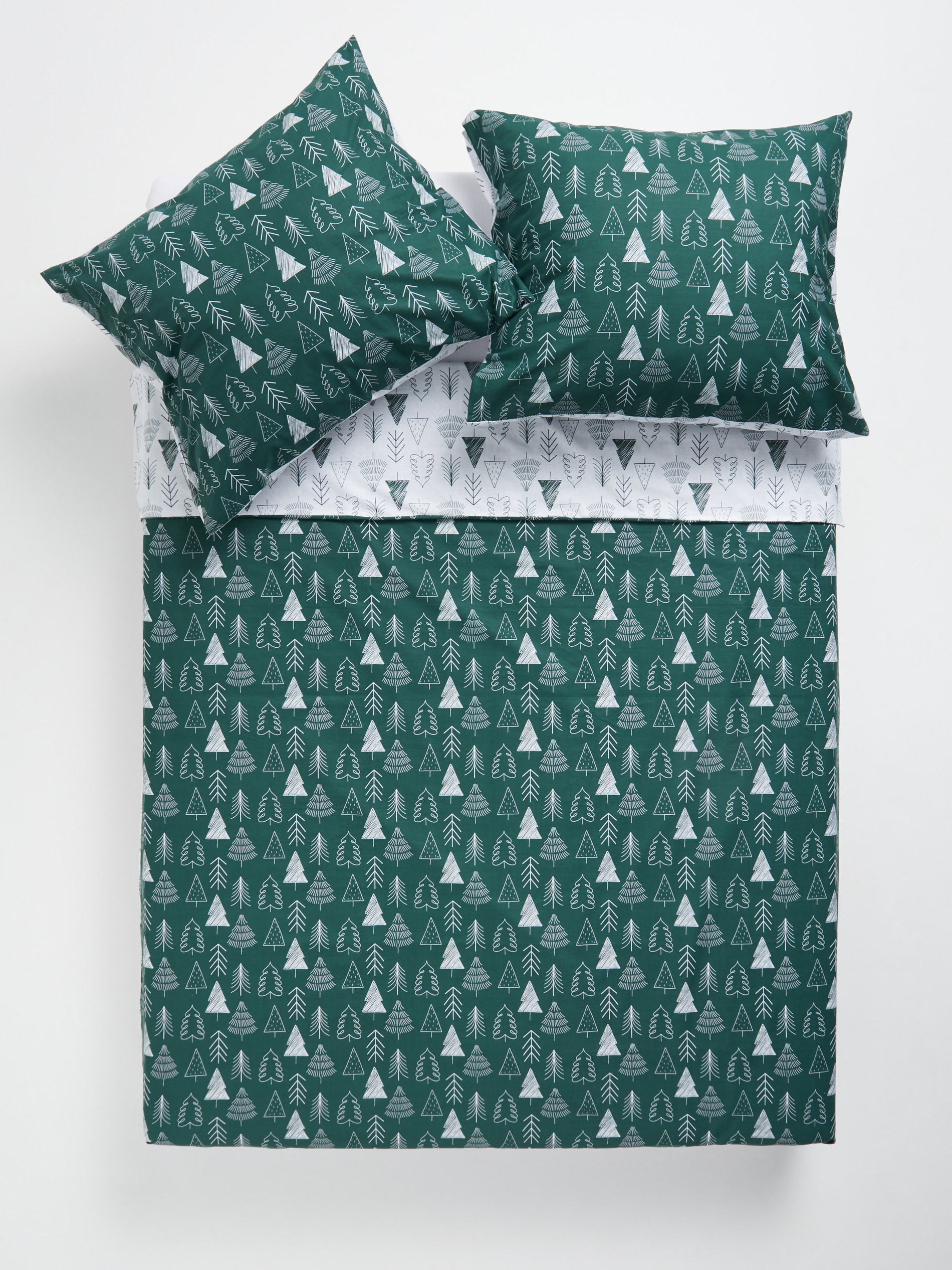 Sinsay - Σετ βαμβακερών σεντονιών με σχέδιο χριστουγεννιάτικο δέντρο - πρασινο φωτογραφία